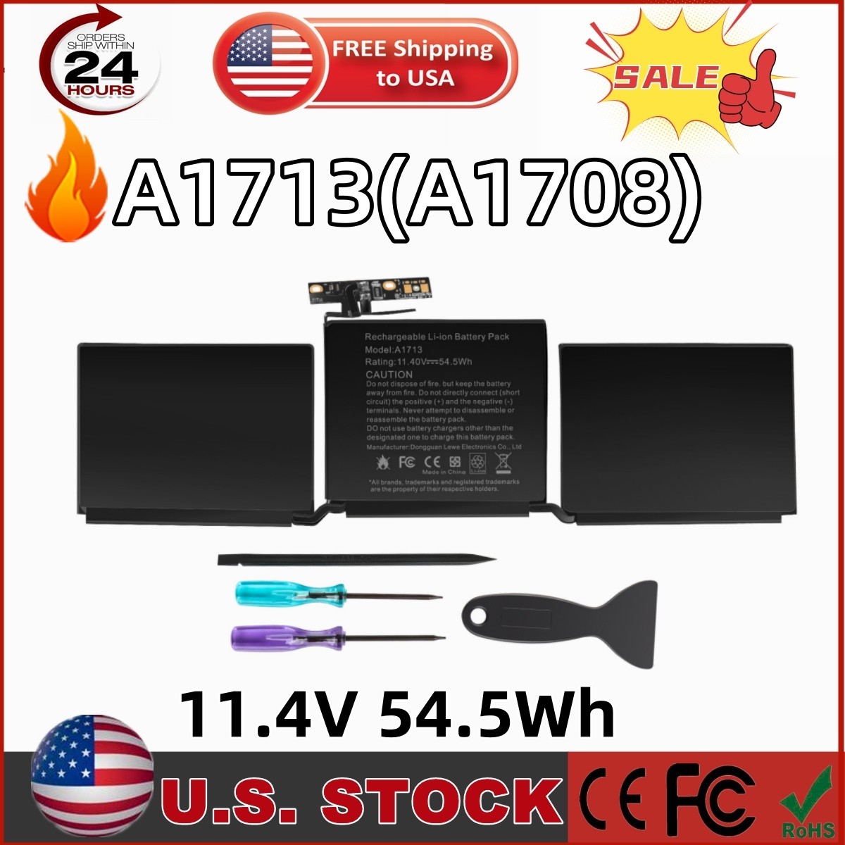 ✅LOT 20x A1708 A1713 Battery for MacBook Pro 13’’ A1708 Late 2016/ 2017 EMC 3164