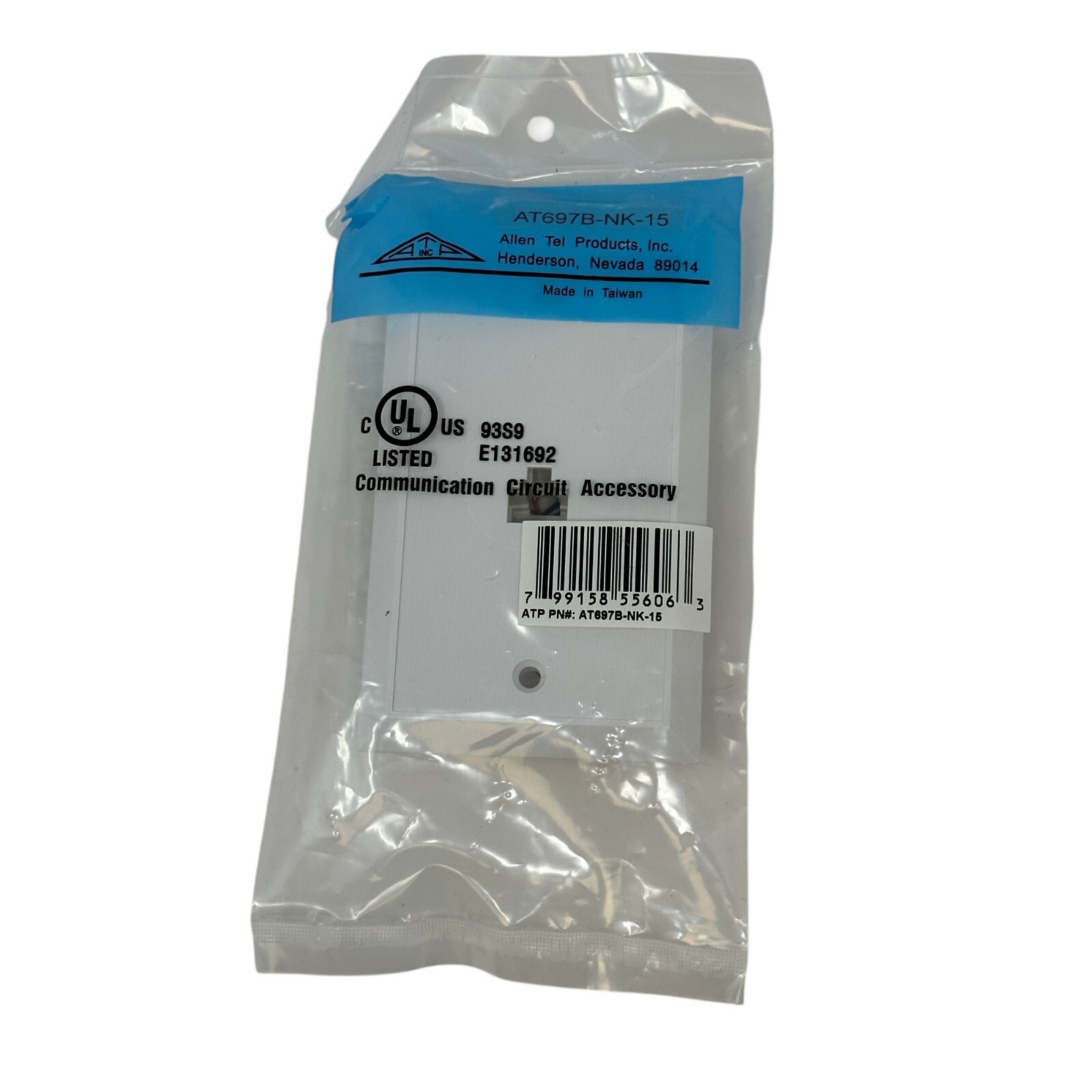 Allen Tel ATP AT697B-NK-15 Flush Mount Wall Jack Faceplate 8 Conductor White