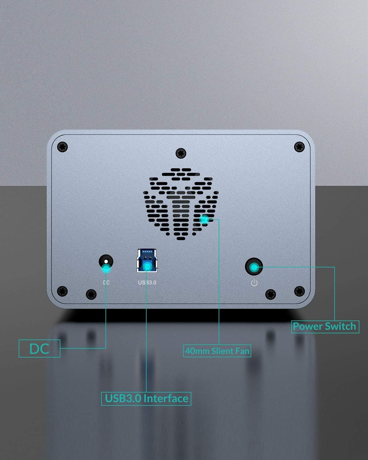 Yottamaster 2 Bay TypeB Hard Drive Enclosure External DAS Fits 2.5/3.5" SATA HDD
