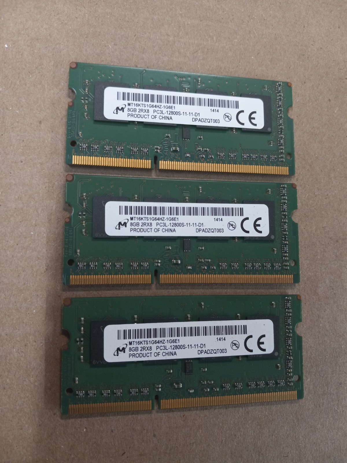 Micron 24GB (3x8GB) DDR3L SO-DIMM PC3L-12800S MT16KTF1G64HZ-1G6E1 FROM  iMAC