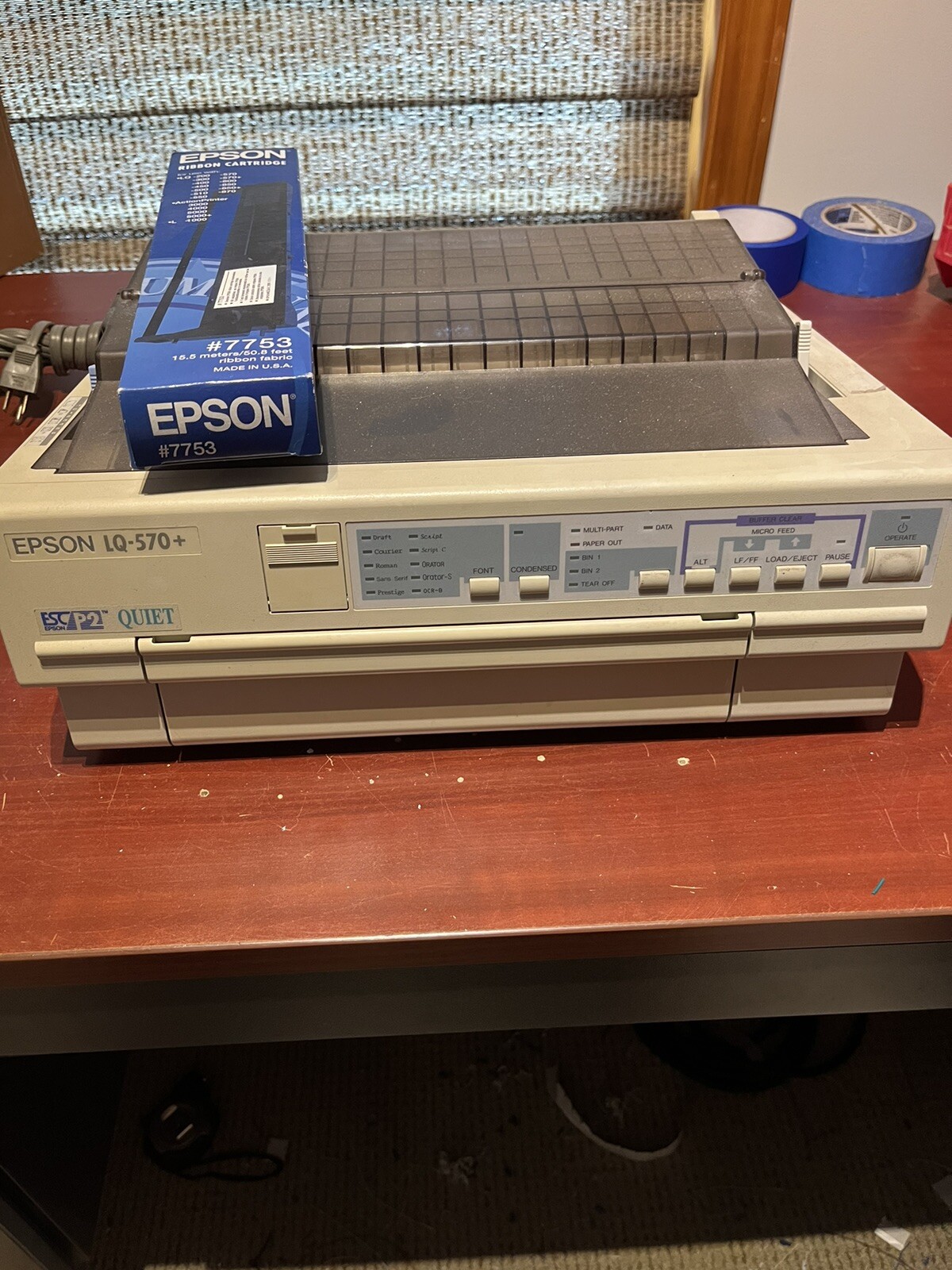Epson Lq-570+ Includes Ribbon Cartridge. Turns On But No Way To Test.