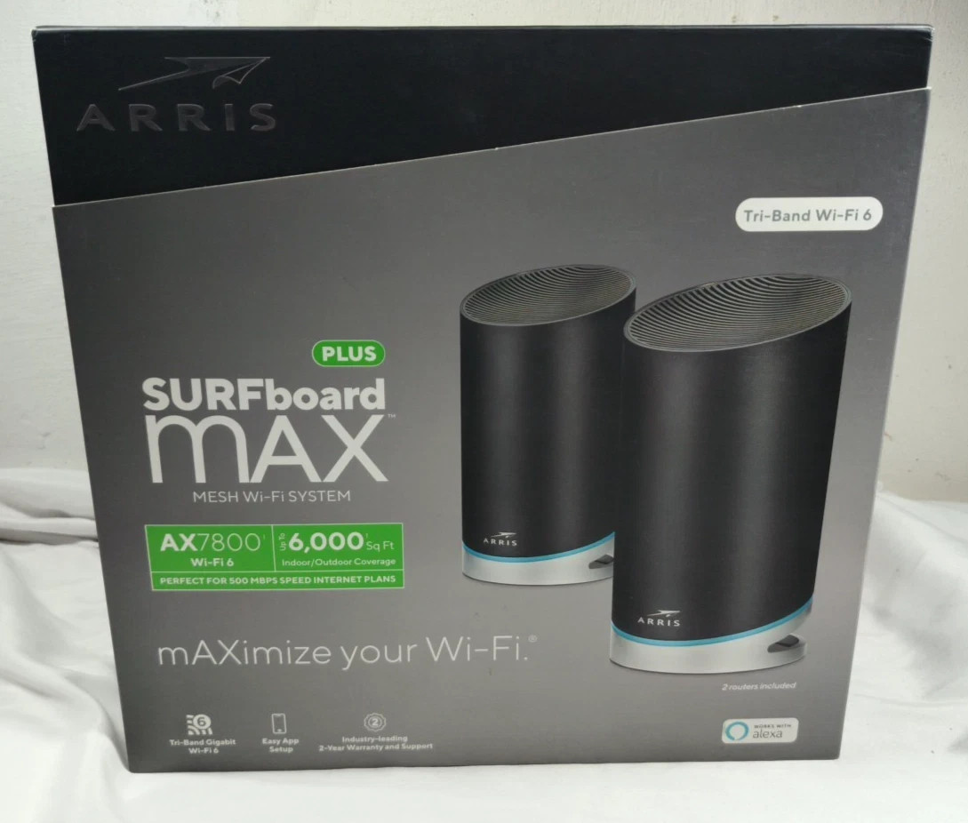 ARRIS SURFboard mAX W130 Tri-Band Mesh Wi-Fi 6 System AX7800 up to 7.8 Gbps