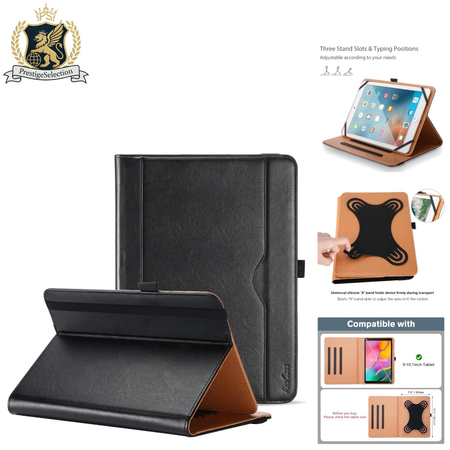 Versatile Tablet Case for 9-10.1 Inch with Multiple Viewing Angles & Pen Holder