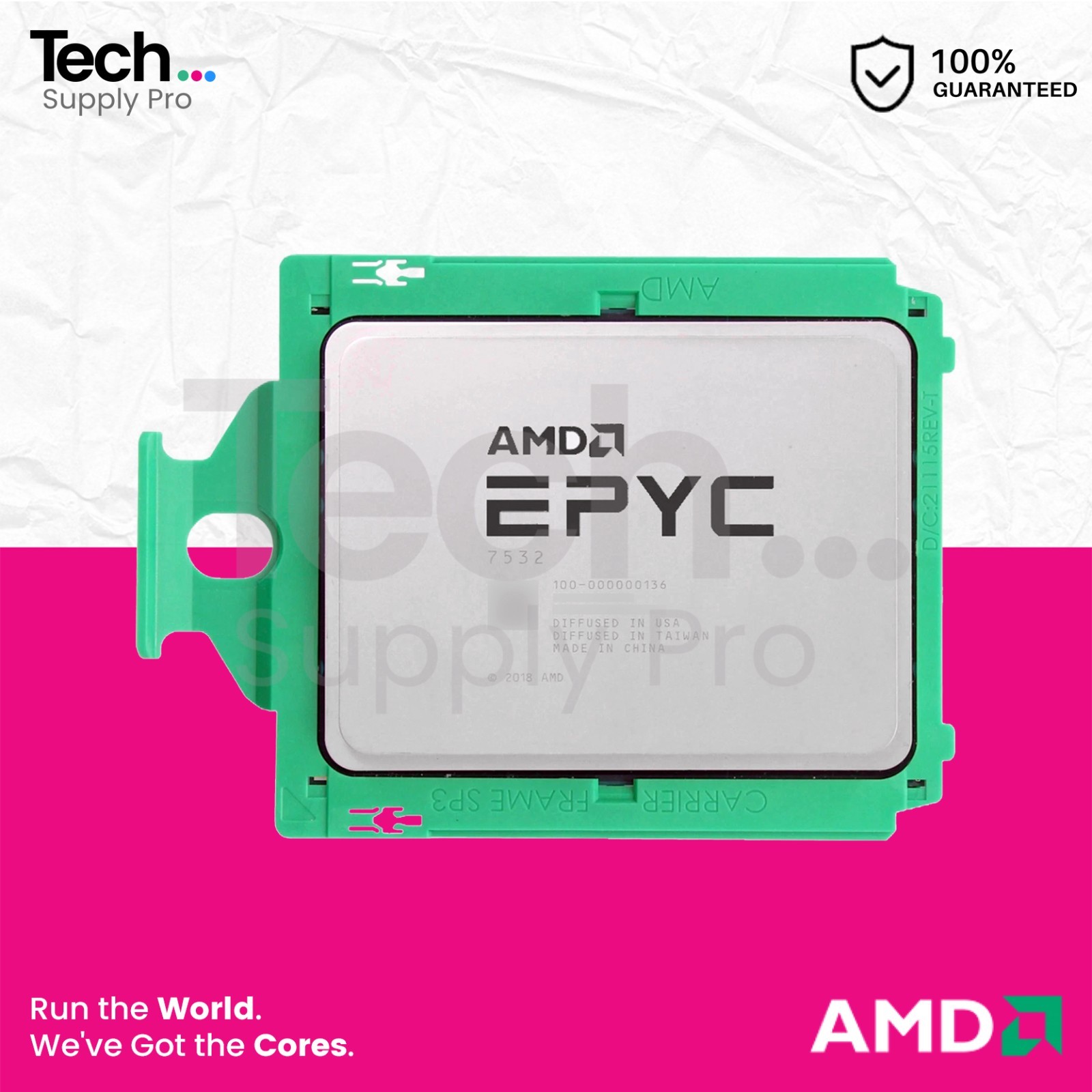 100-000000136 AMD EPYC 7532 32-Core 2.40GHz 200W SP3 Unlocked Processor
