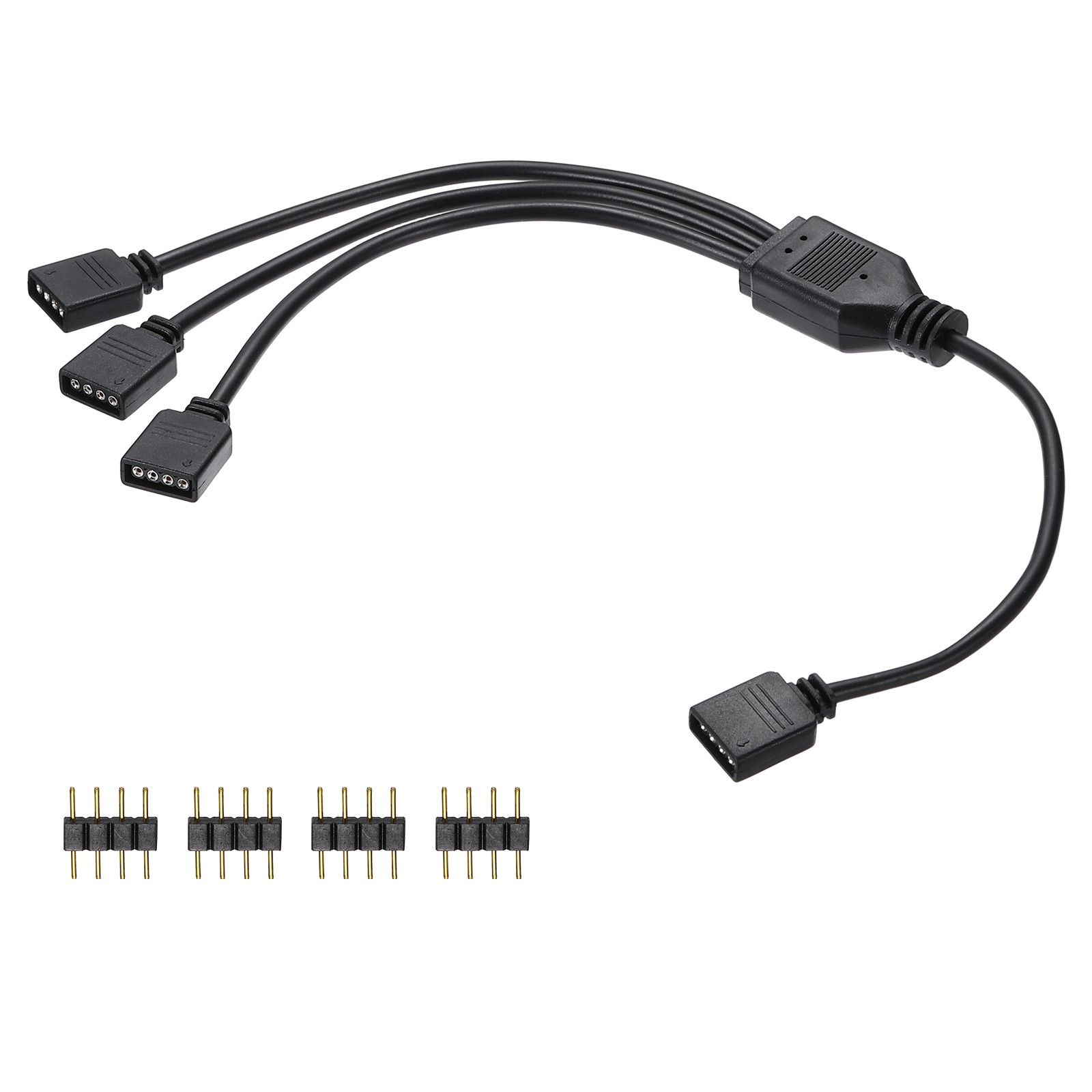 RGB Splitter Cable, 12V 12" 4 Pin 1 to 3 Female to Female, Black
