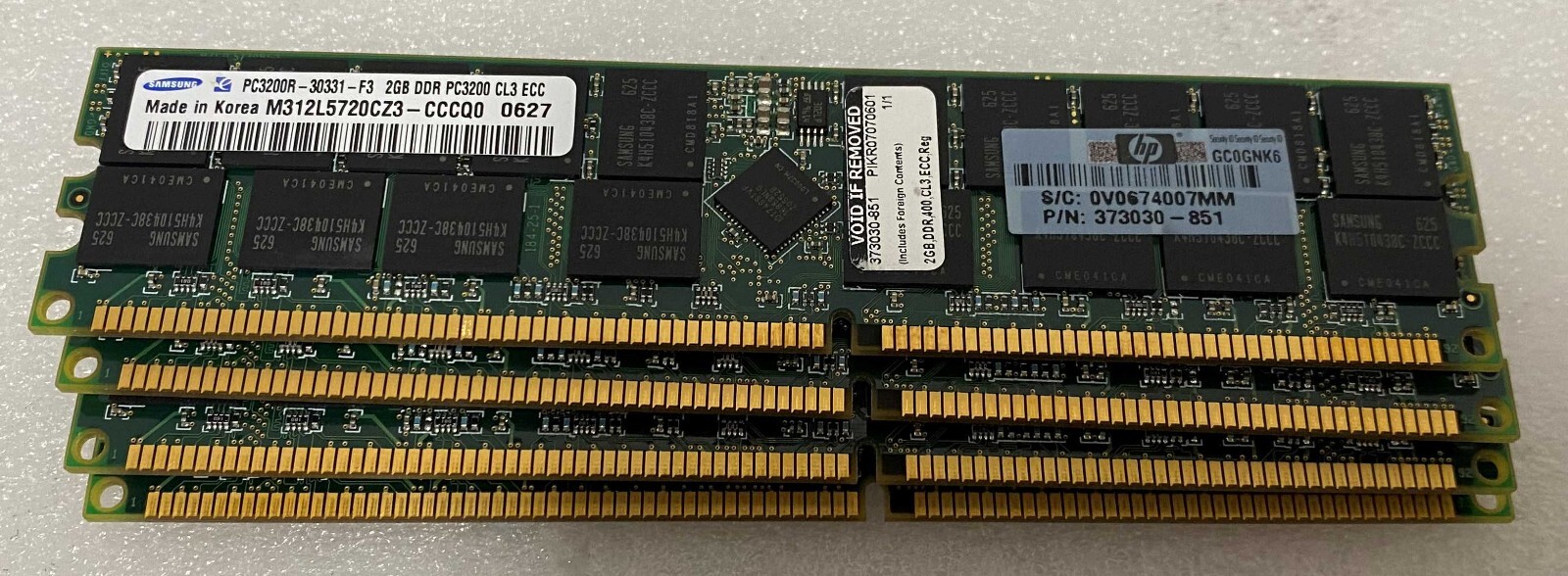 (4 x 2GB) HP 8GB 373030-851 PC3200R DDR Memory Module For DL140/145 G2 6X2GB