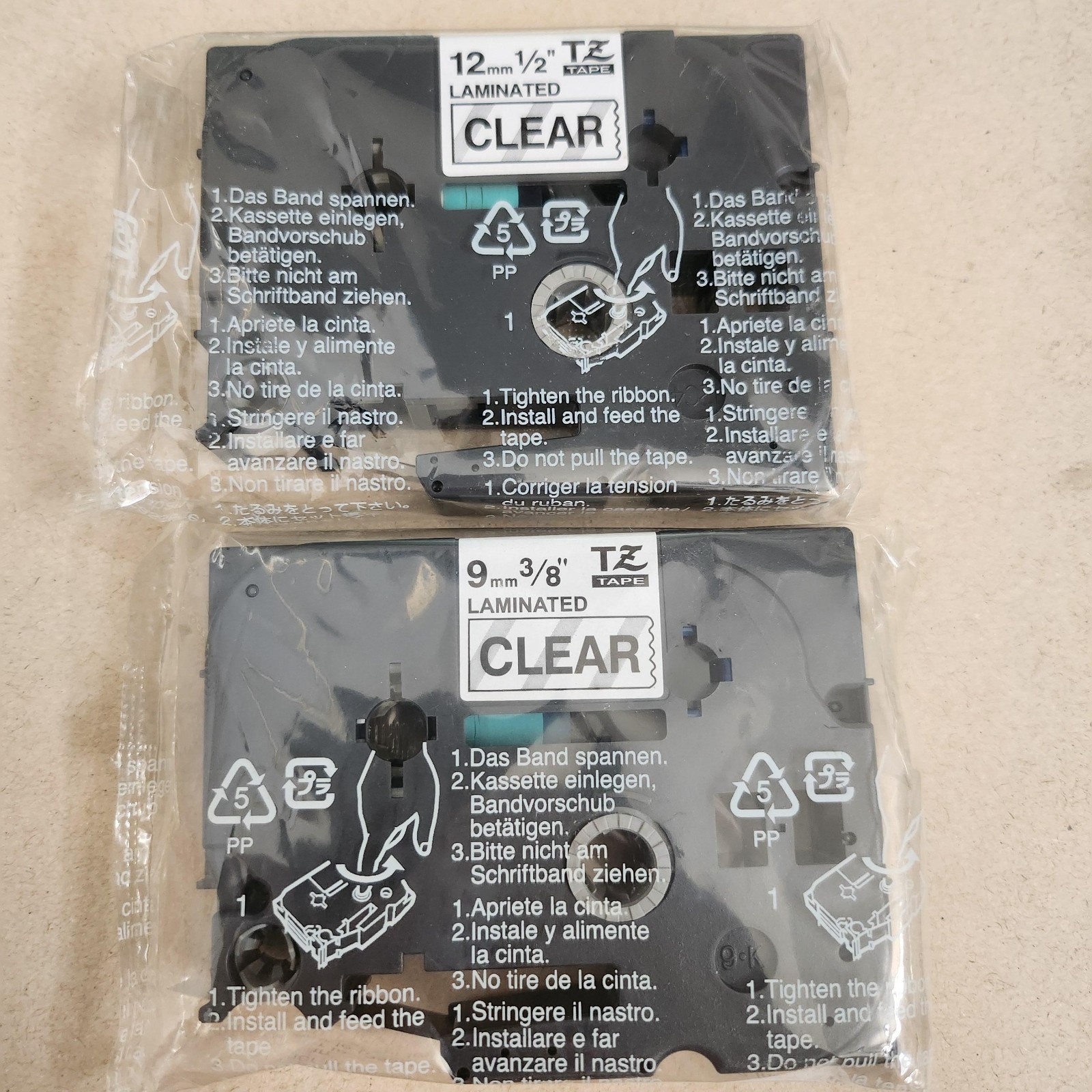 2PK Black on Clear Label Tape TZ-121 (9mm) & TZ-131 (12mm)