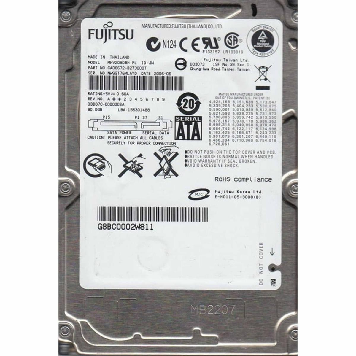 80gb 2.5" Sata I Hard Drive Mhv2080bh 5400RPM Internal Notebook Laptop PC Disk_