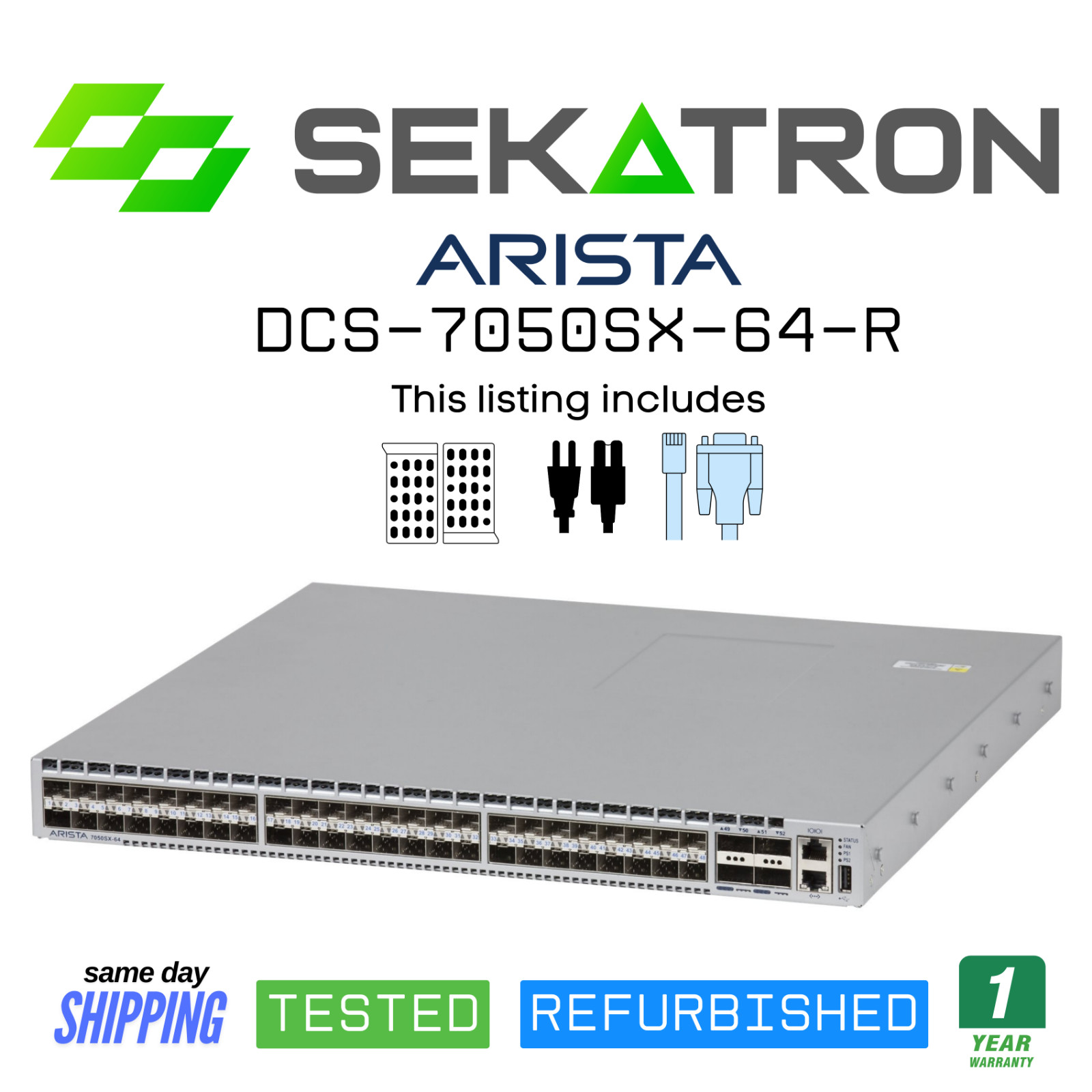 Arista DCS-7050SX-64-R 48 Port 10G SFP+ Switch w/ 4x40G QSFP+ Uplinks⚡Fast Ship