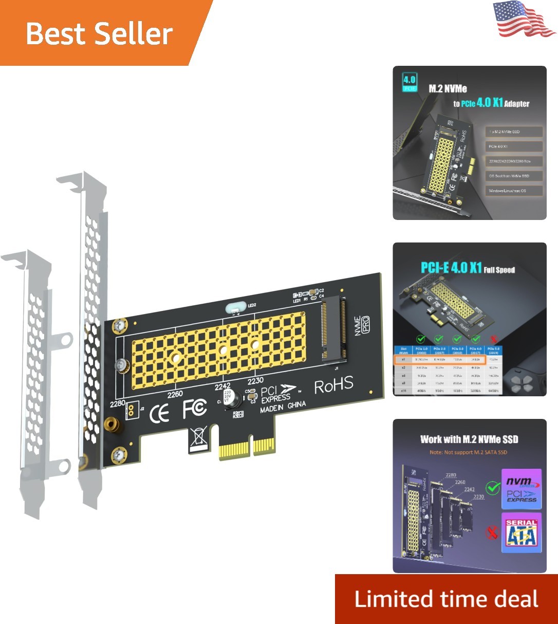 PA09-X1 M.2 NVMe to PCIe 4.0 X1 Adapter - Upgrade Your Storage Effortlessly