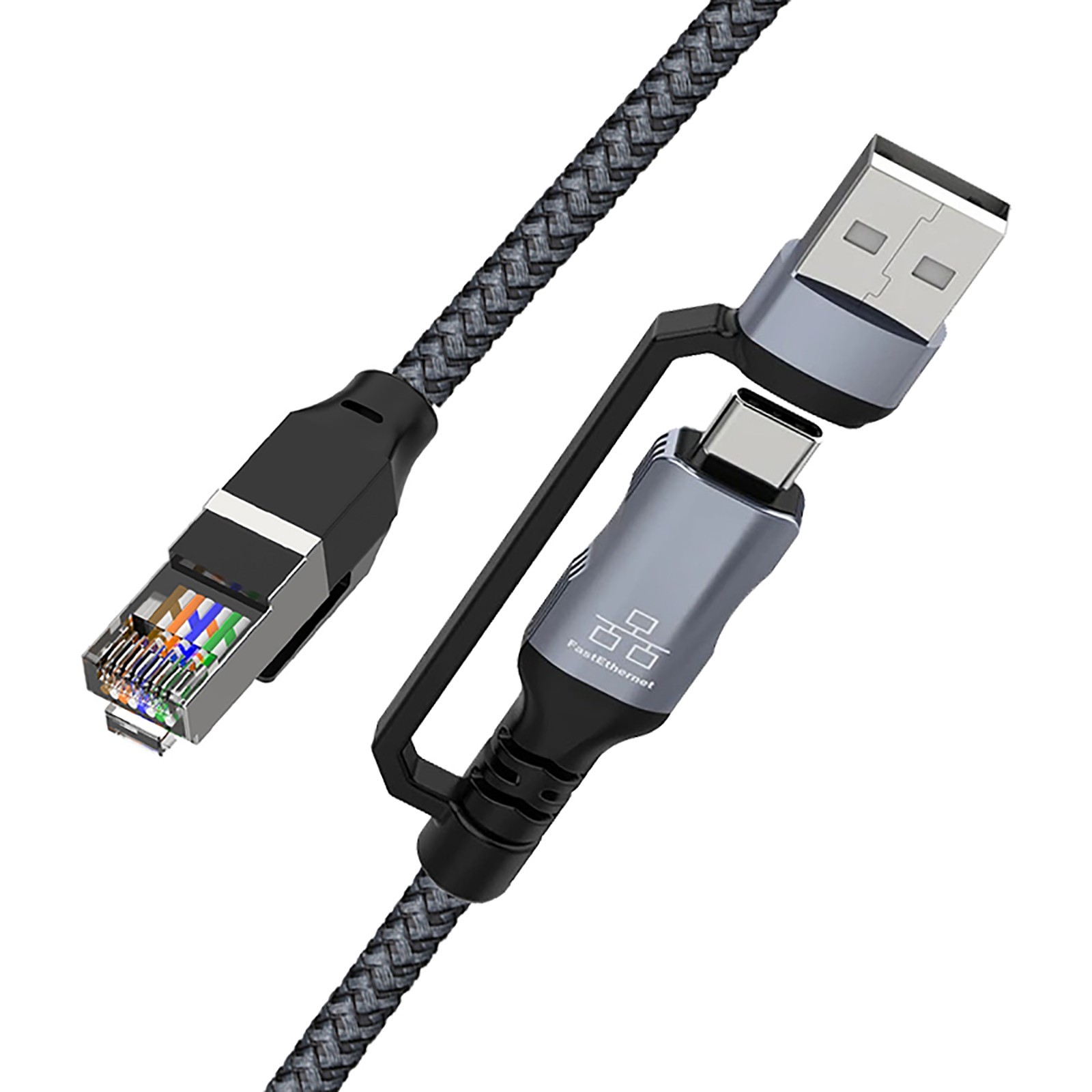 1.8M USB-A/Type-C to RJ45 Ethernet Cable 100Mbps for Laptop, Phone, Tablet NEW