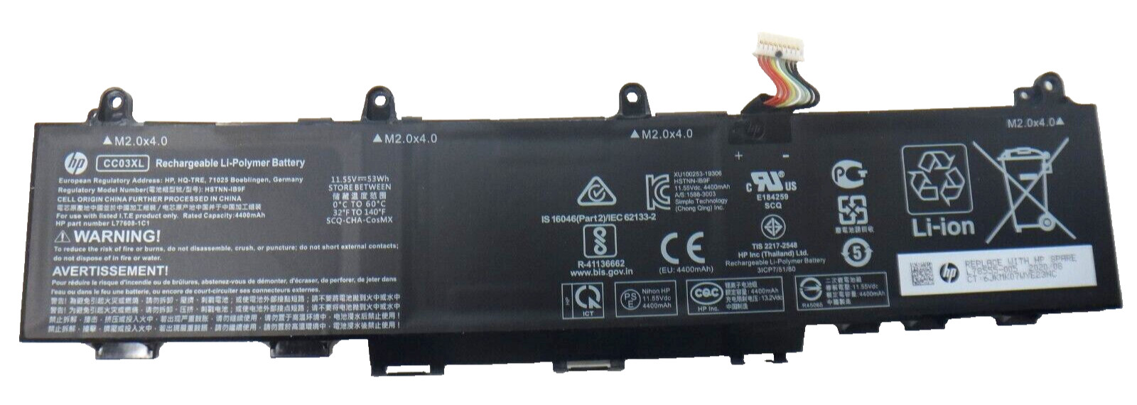 Genuine HP Elitebook 830 G7 840 G7 Laptop Battery 11.55V 53Wh L78555-005 CC03XL