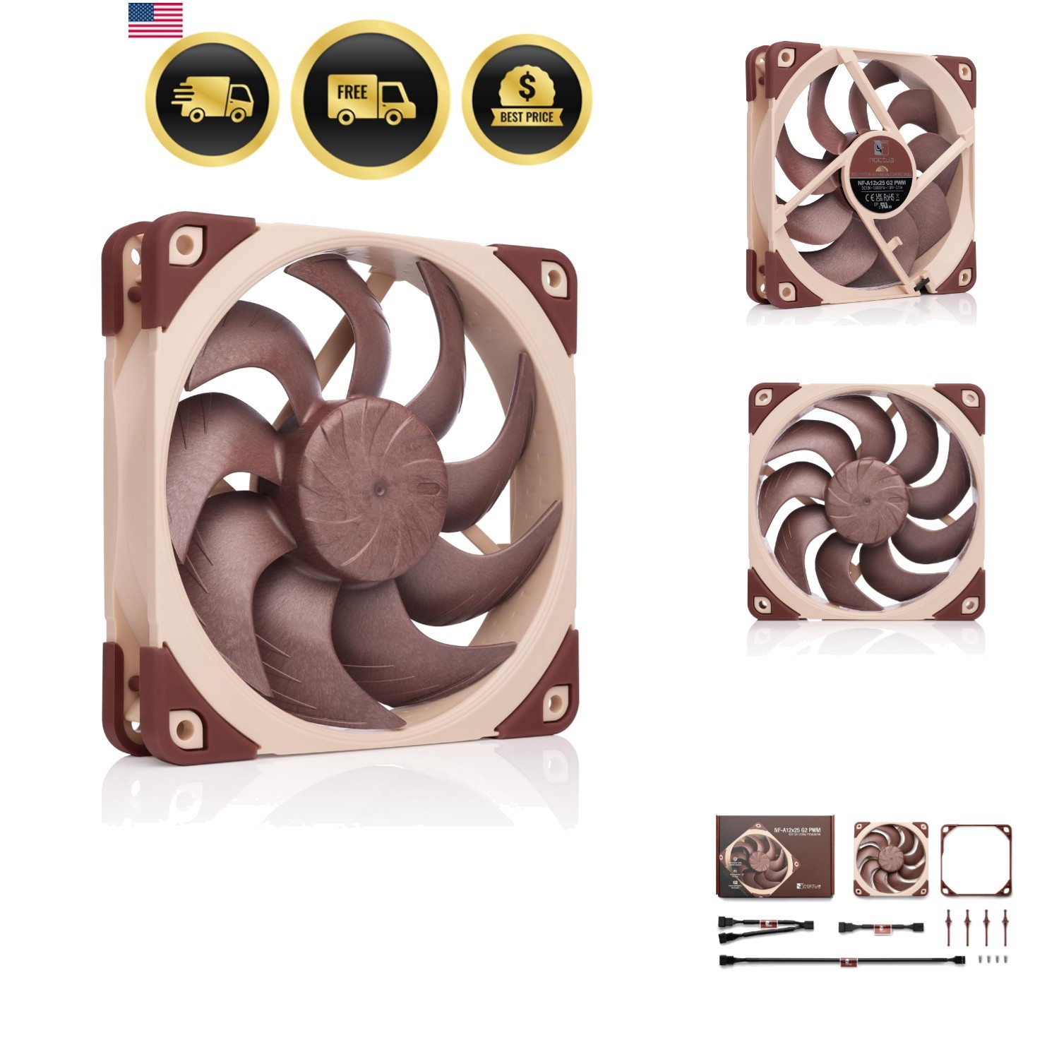 NF-A12x25 G2 PWM, -Quality Quiet 120mm PC Fan Brown