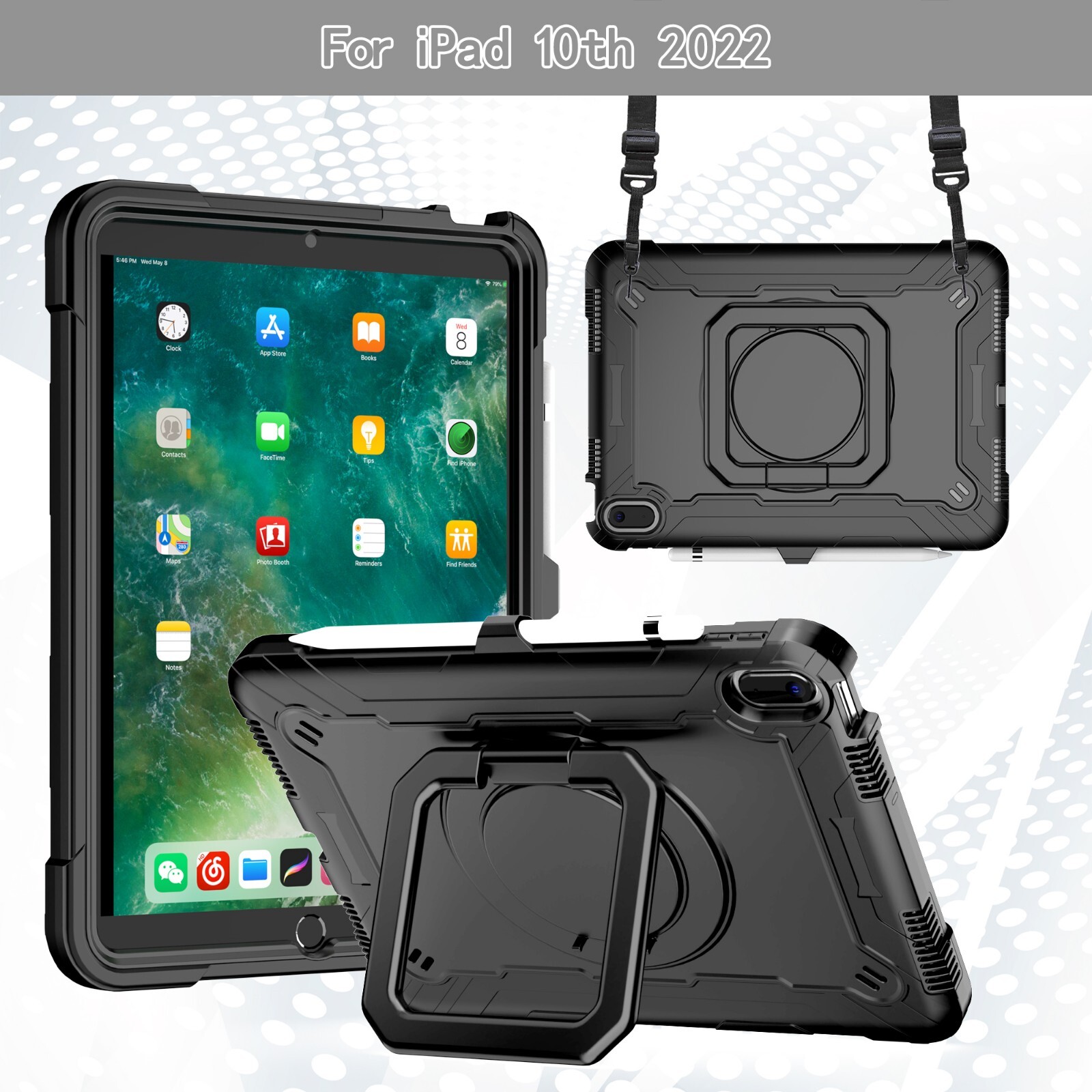 Case For iPad 10th Generation 10.9" 2022 Shockproof Hybrid Rugged Rotating Stand