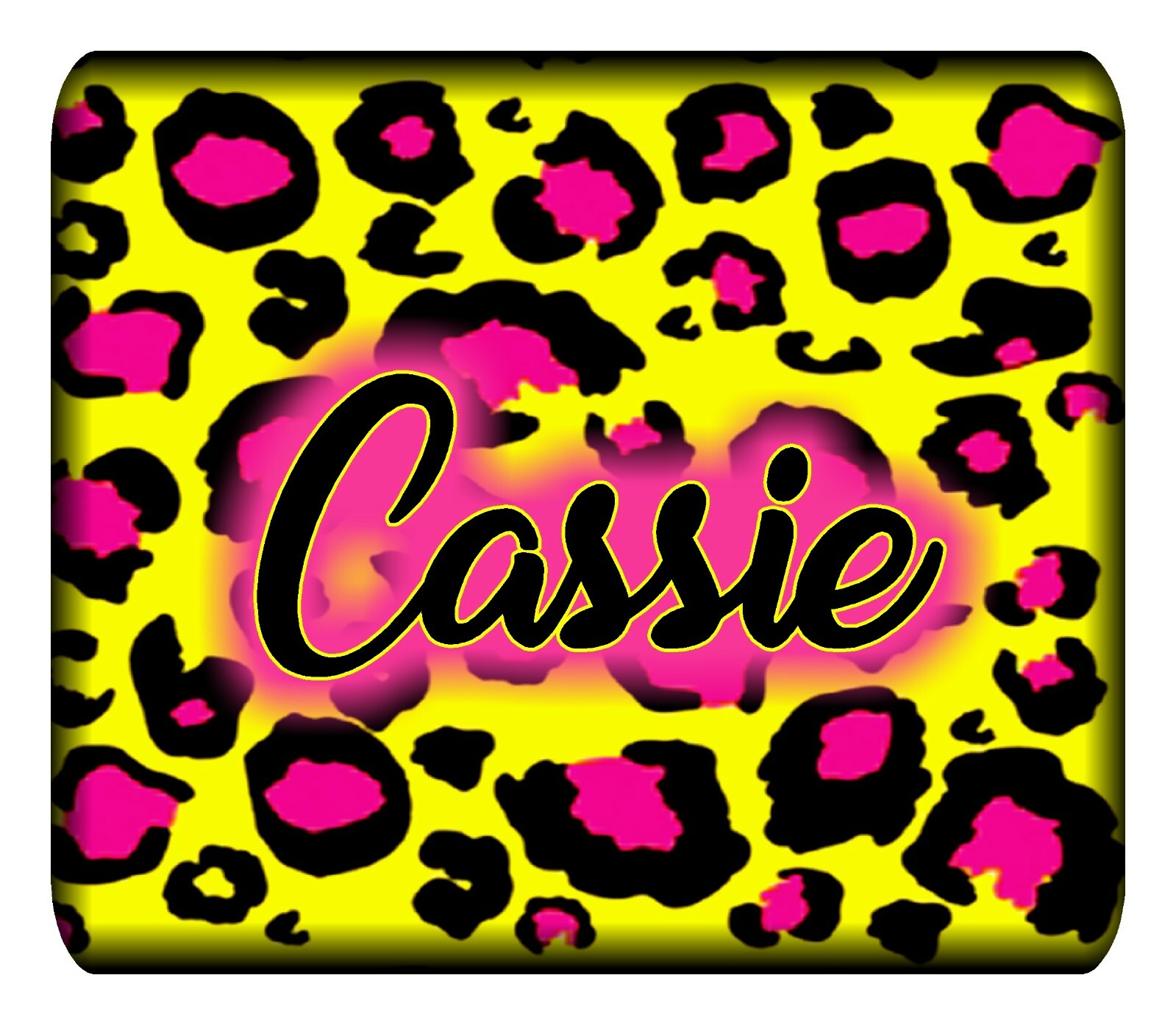 Personalized Mouse Pad Leopard Yellow Pink Neoprene Custom Monogrammed Mousepad