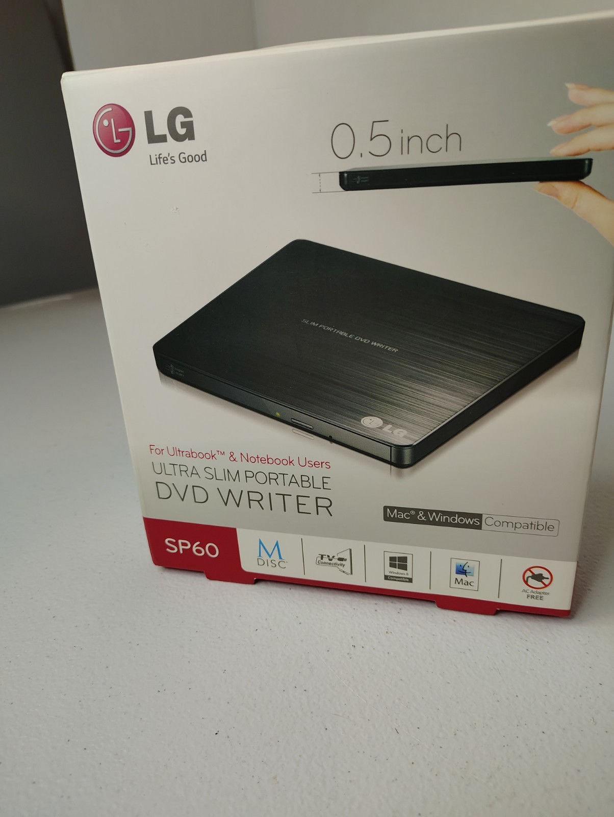 LG~USB 2.0~Ultra Slim External DVDRW CD DVD Burner Writer Drive~SP60NB50~Black