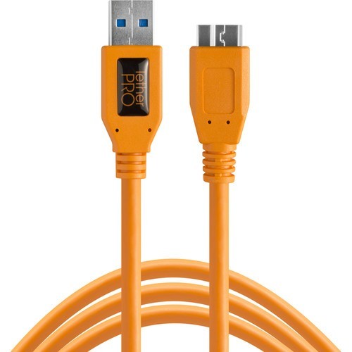 Tether Tools TetherPro USB 3.0 to Micro-B Cable, 15' (4.6m), High-Vis Orange