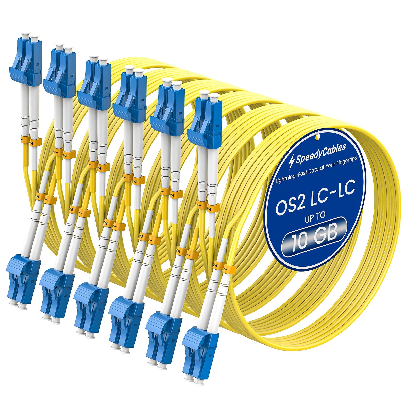 6 PCS 3M Yellow OS2 LC To LC Single Mode Fiber Patch Cable Duplex 9/125um