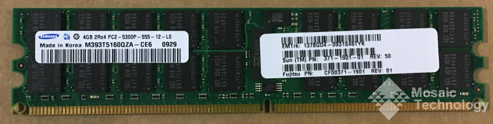 QTY 4 Sun/Oracle 371-1901: 4GB DDR2-667 2-Rank Memory DIMM - 16GB Total (4x4GB)
