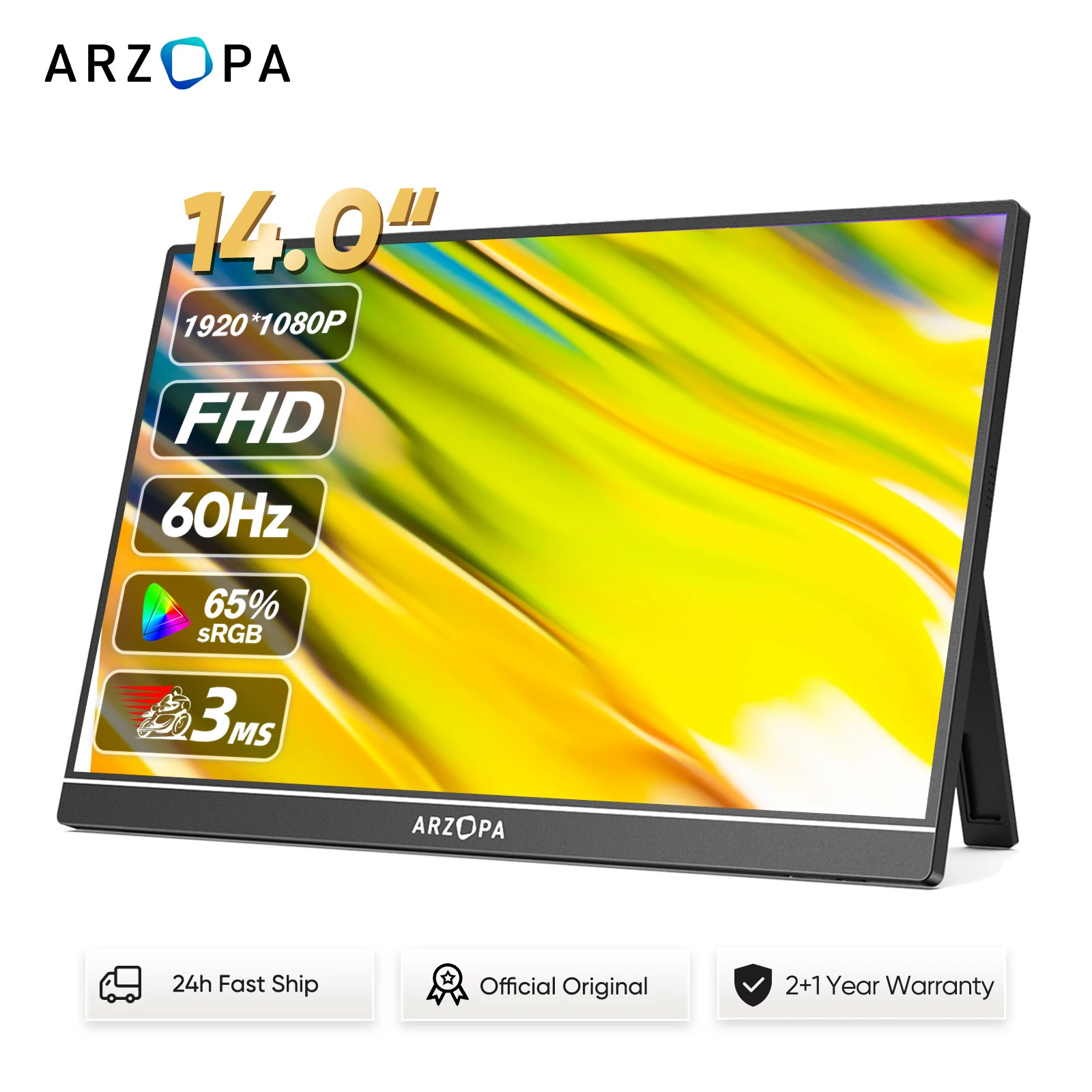14" 1080P FHD IPS Portable Monitor USB-C HDMI External Screen for Mac PC Laptop