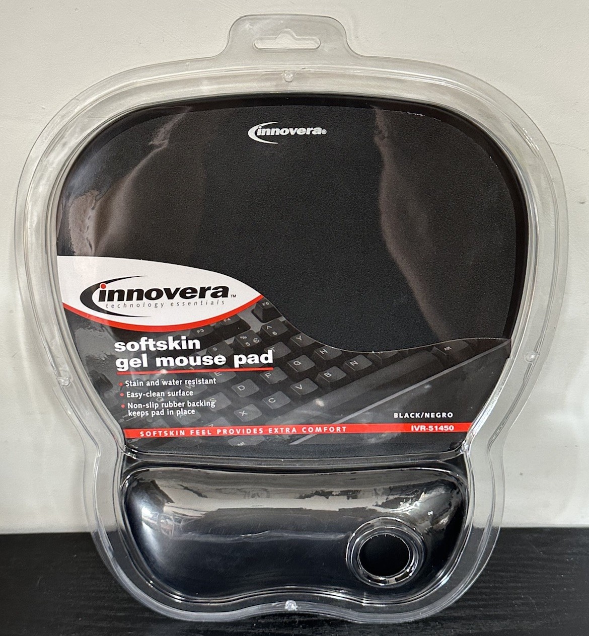 INNOVERA SOFTSKIN GEL MOUSE PAD BLACK IVR-51450 *NEW*