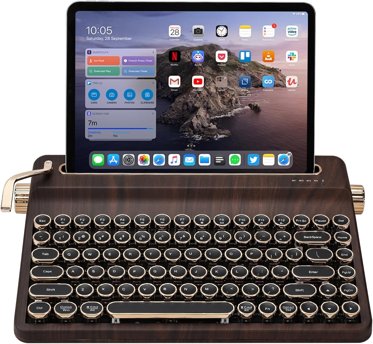 YUNZII QL75 Typewriter QMK/VIA Mechanical Keyboard RGB Backlight Wood Cocoa V2