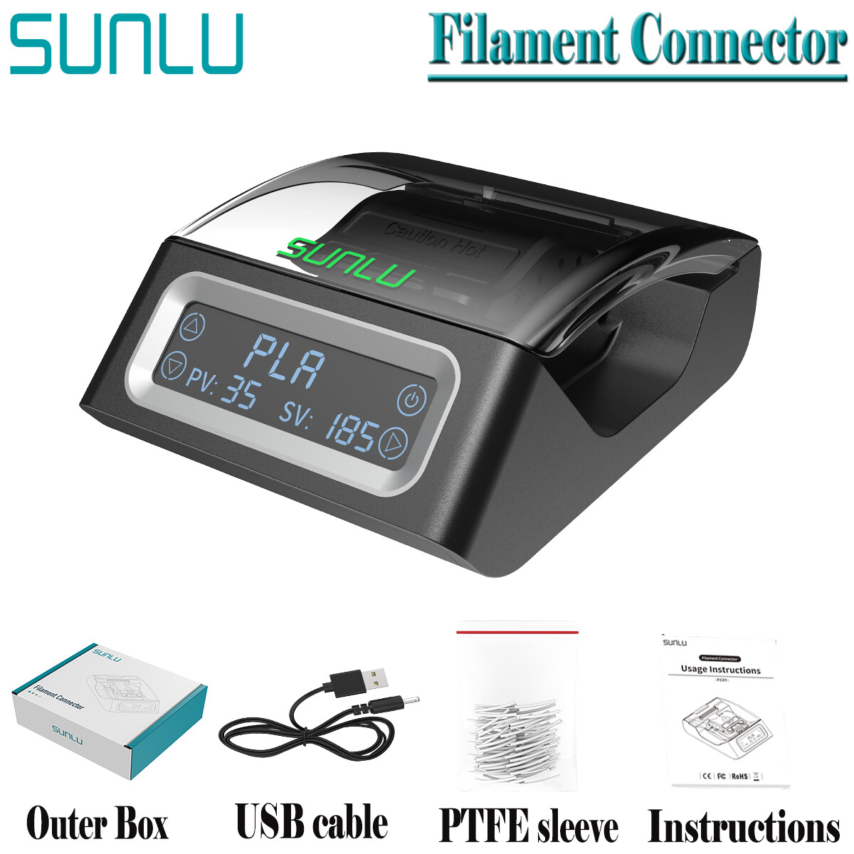 SUNLU Official Filament Connector,Up to 240°C,For 1.75mm PLA ABS PA PETG TPU