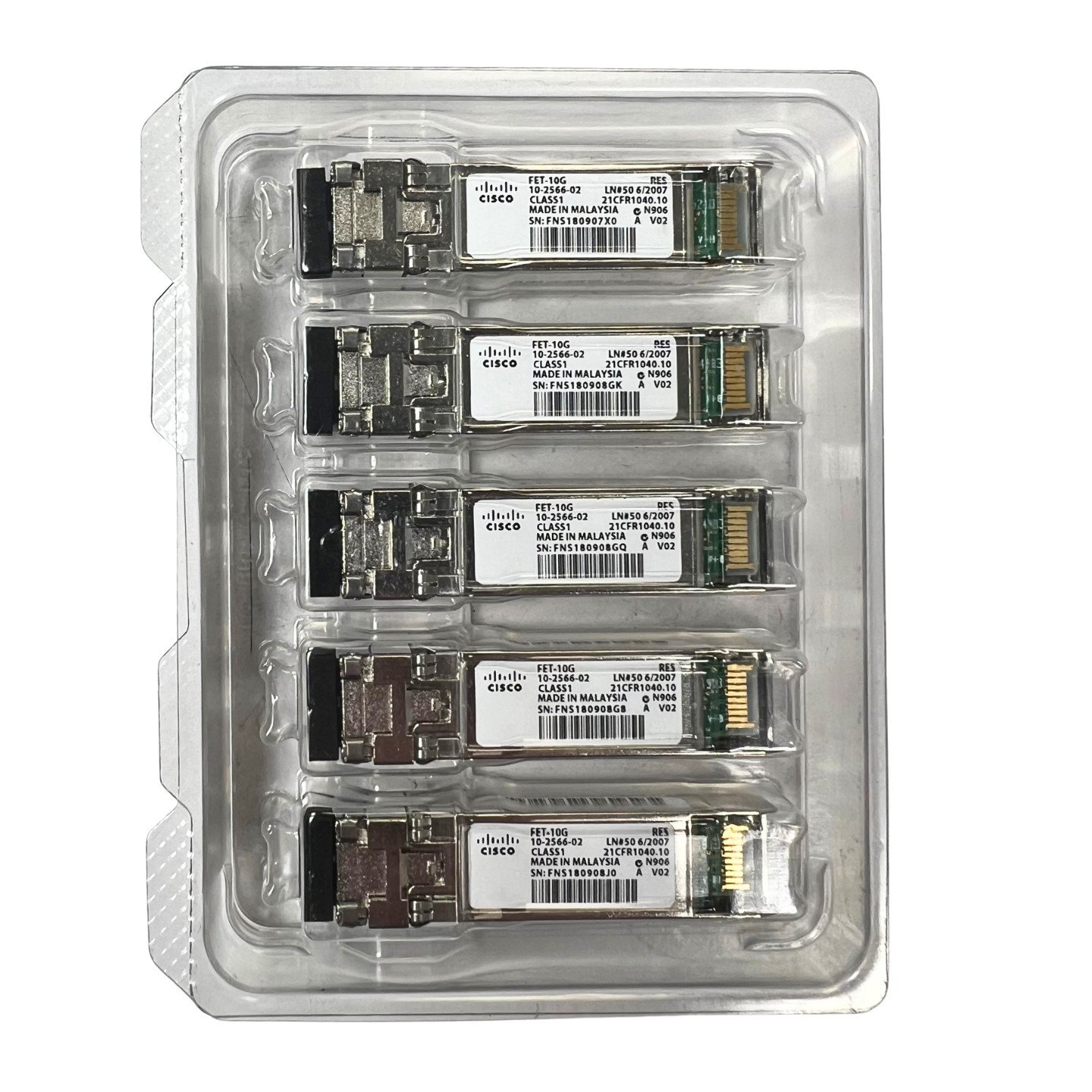 QTY 25 -NEW Cisco FET-10G 10GB BASE-SR 850nm MMF LC SFP+ Transceivers 10-2566-02