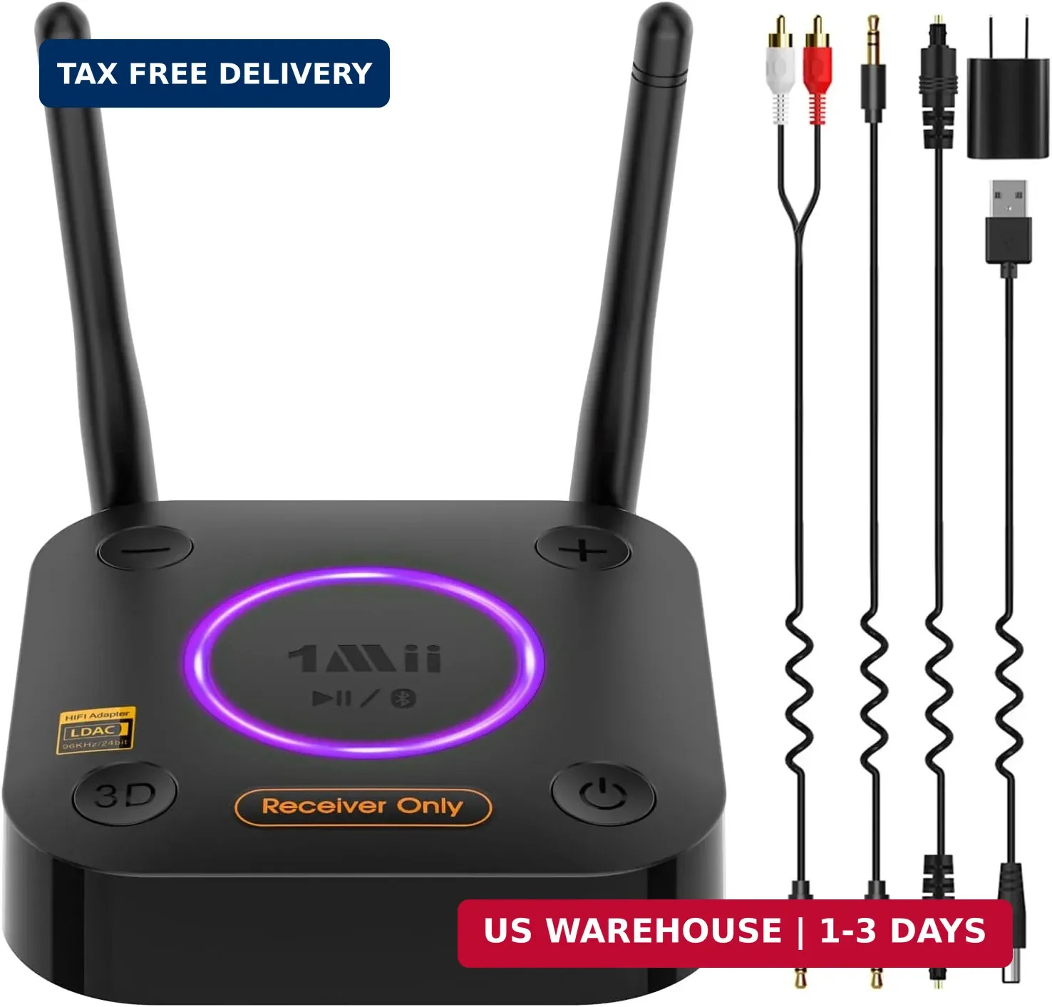 1Mii B06Ultra Bluetooth 5.3 Receiver with LDAC for Hi-Res Wireless Audio, HiFi B