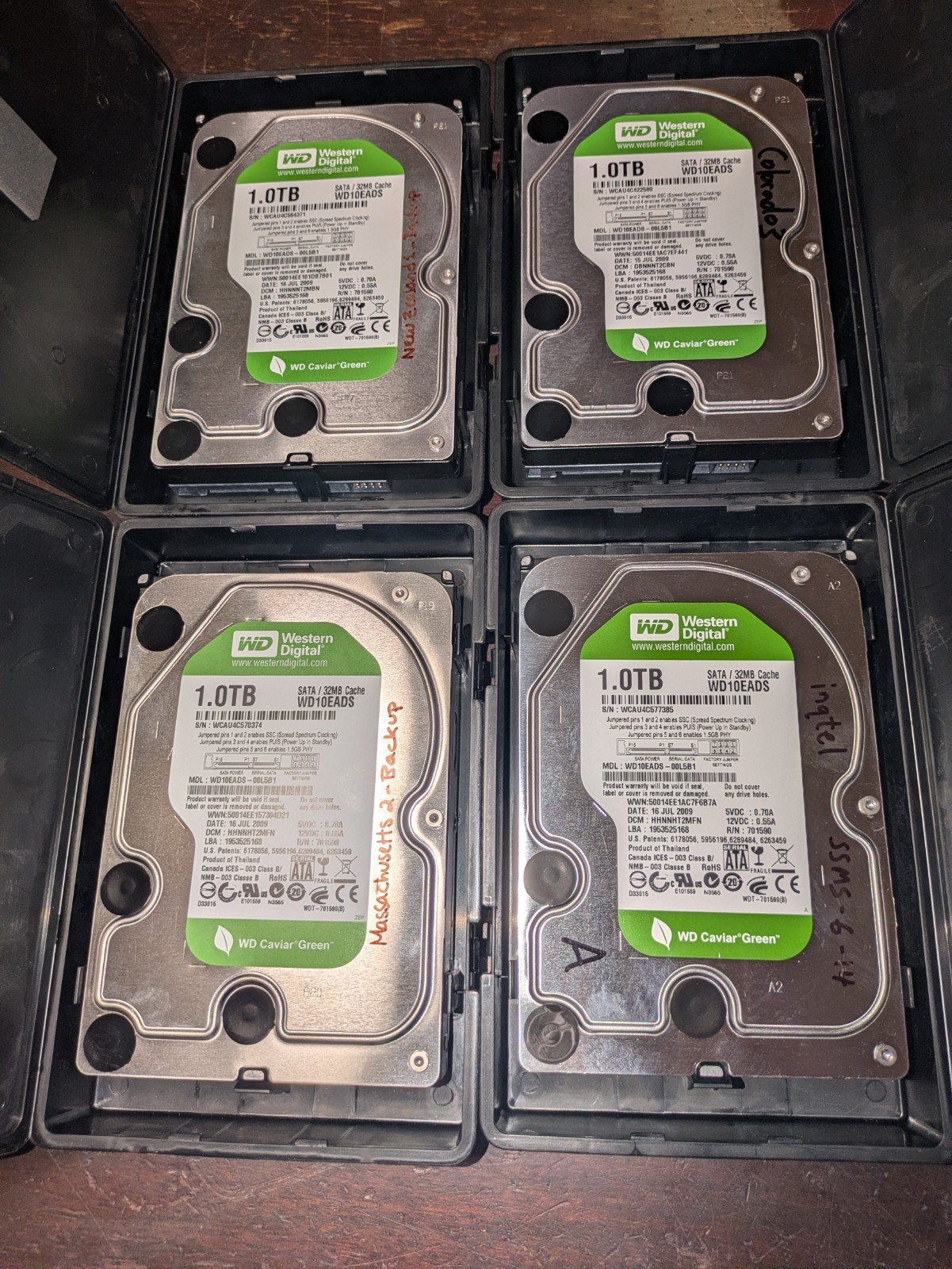 Lot of 4 Western Digital WD10EADS WD10EACS Hard Drive - All under 200 hours use