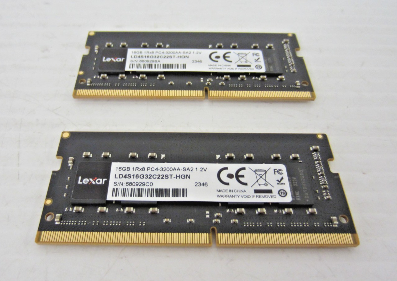 Lexar 32GB (2x 16GB) PC4-3200AA 260-Pin Laptop Memory RAM LD4S16G32C22ST-HGN