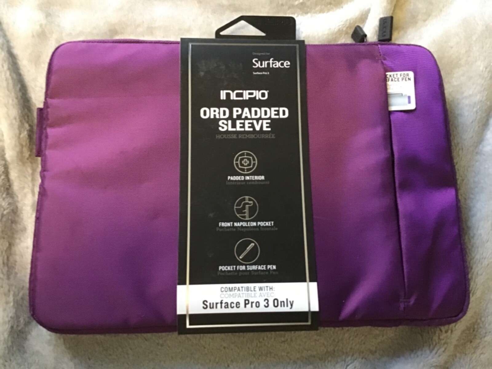 incipio ord padded sleeve surface pro 3 purple new 