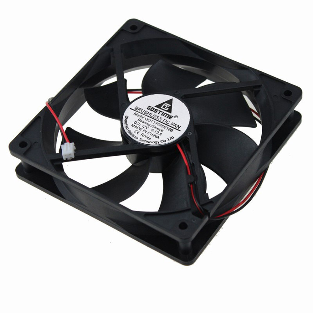 12V DC 120mm Cooling Fan 120x120x25mm (4.72x1in) 2Pin for CPU PC Printer Laser