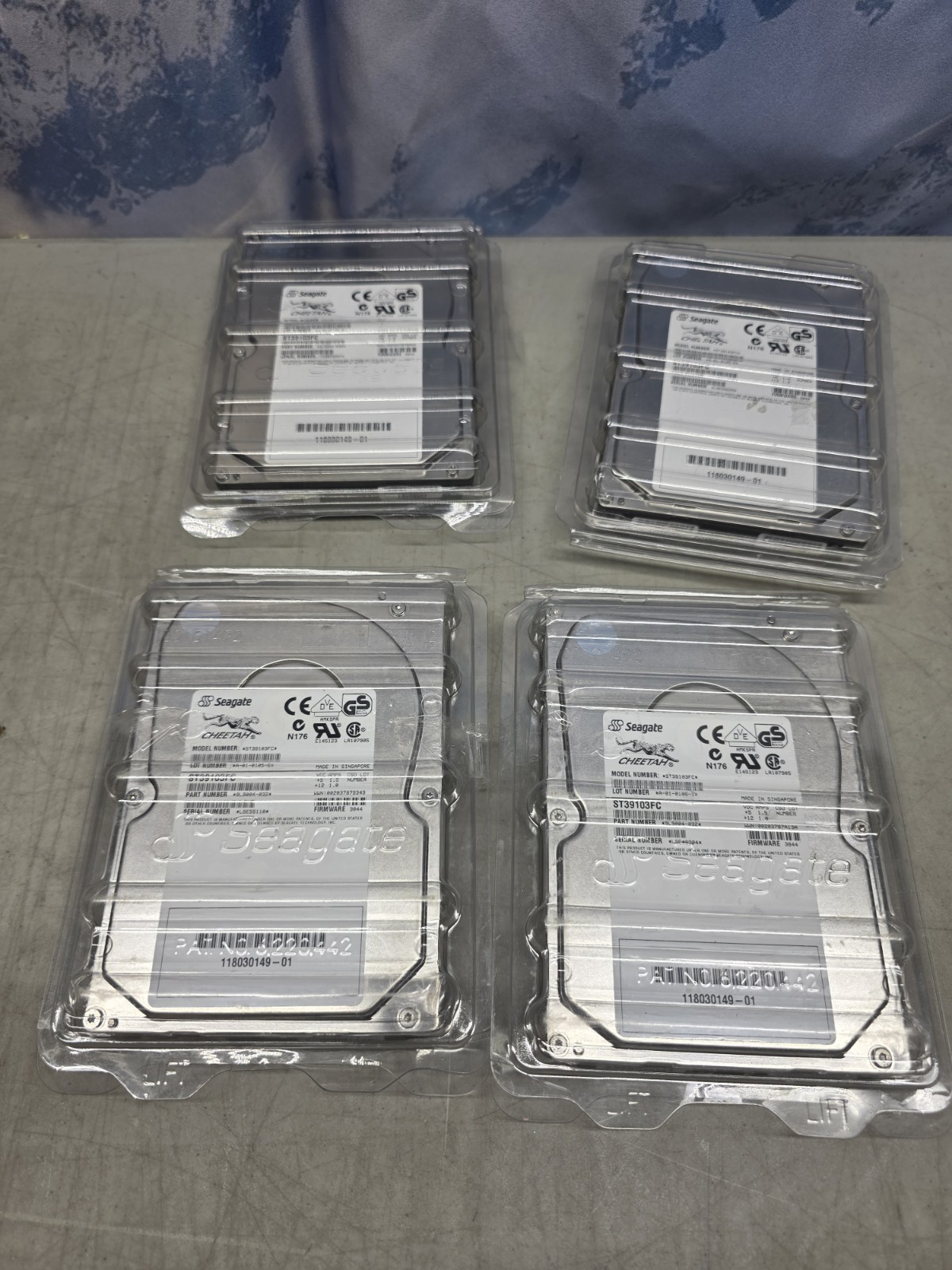 🔥 (4) 390-0016 9.1GB 3.5" 10K RPM Fibre Channel HDD, Seagate ST39103FC FC-AL