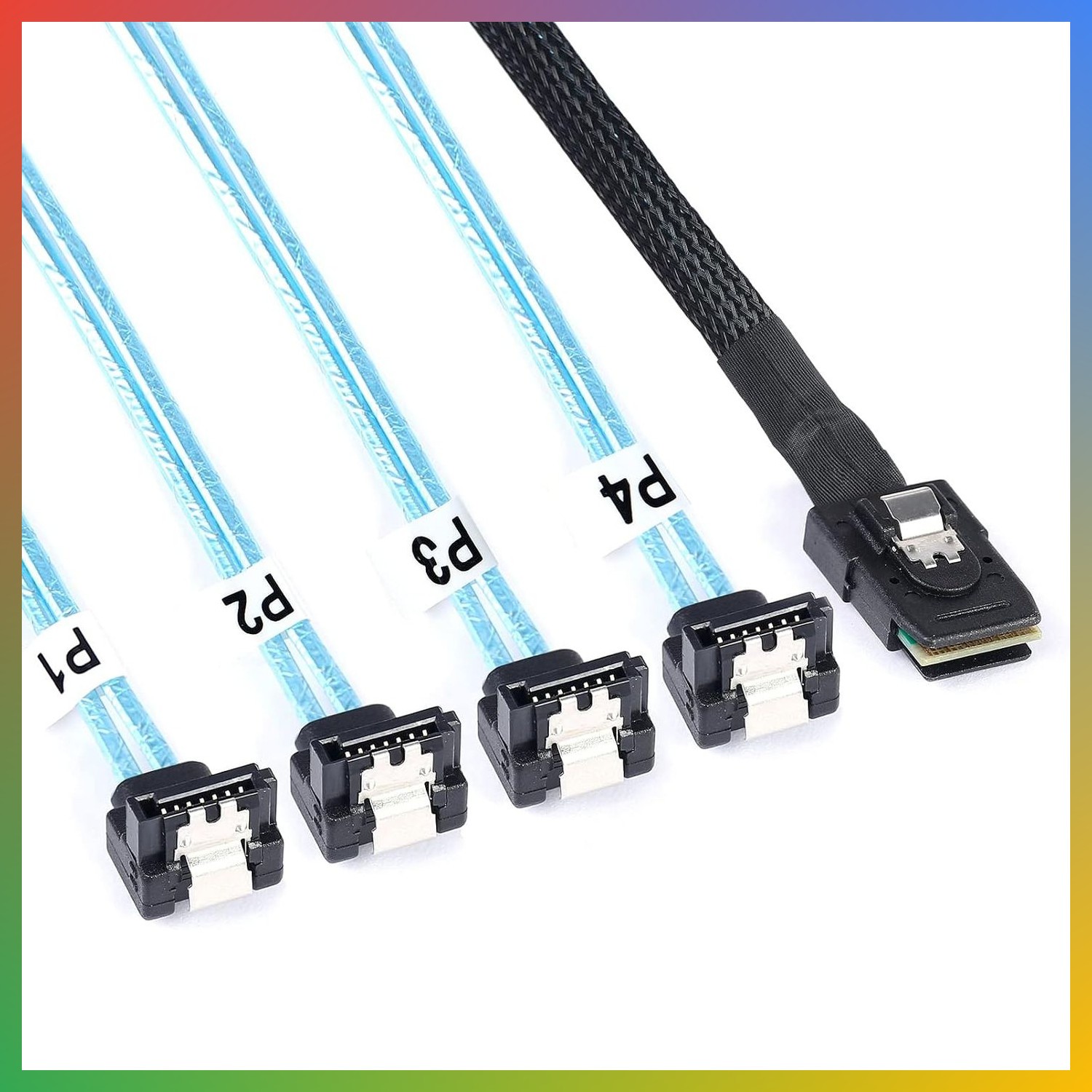 Mini SAS SFF-8087 to 4 SATA Cable 90 Degree 1.6FT 1 Pack