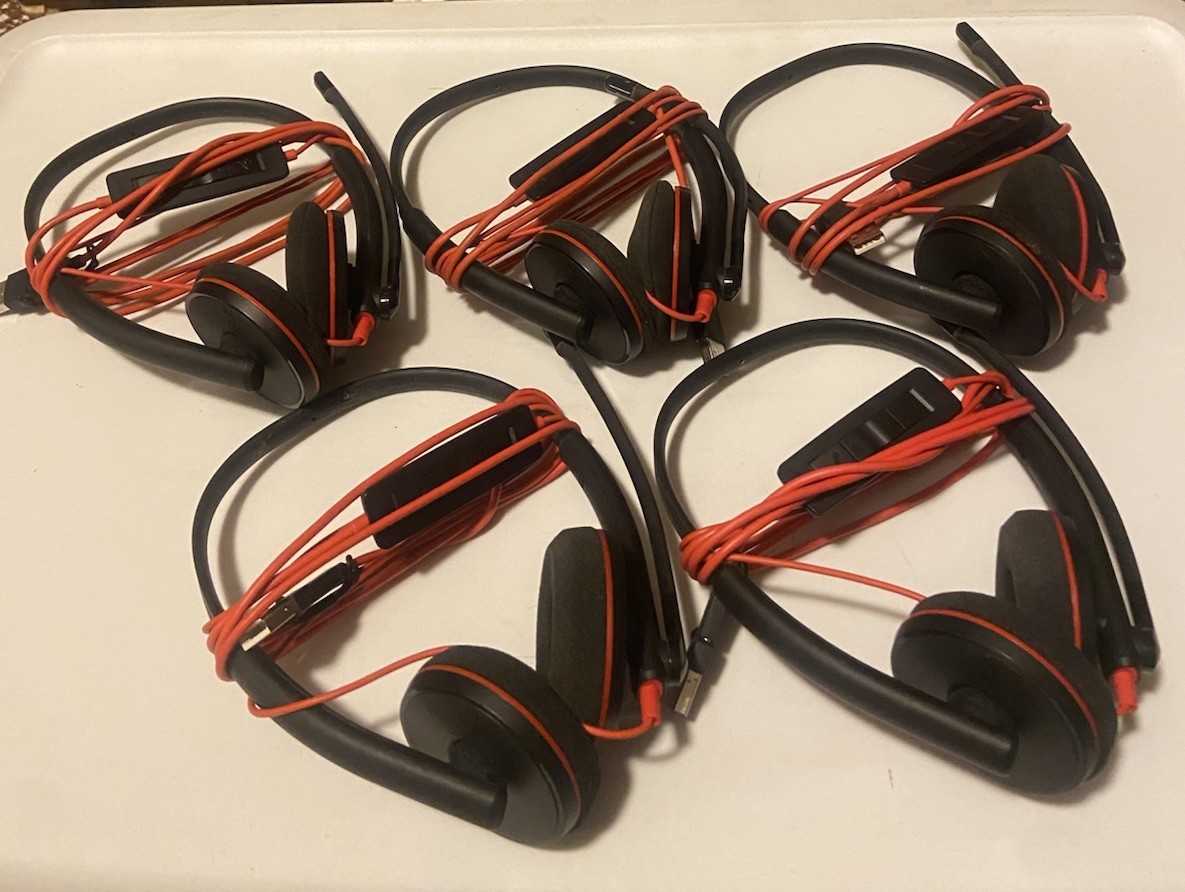 (LOT OF 5) Plantronics HEADSET C3220 PLT  BLACKWIRE w/ MICROPHONE USB On Ear