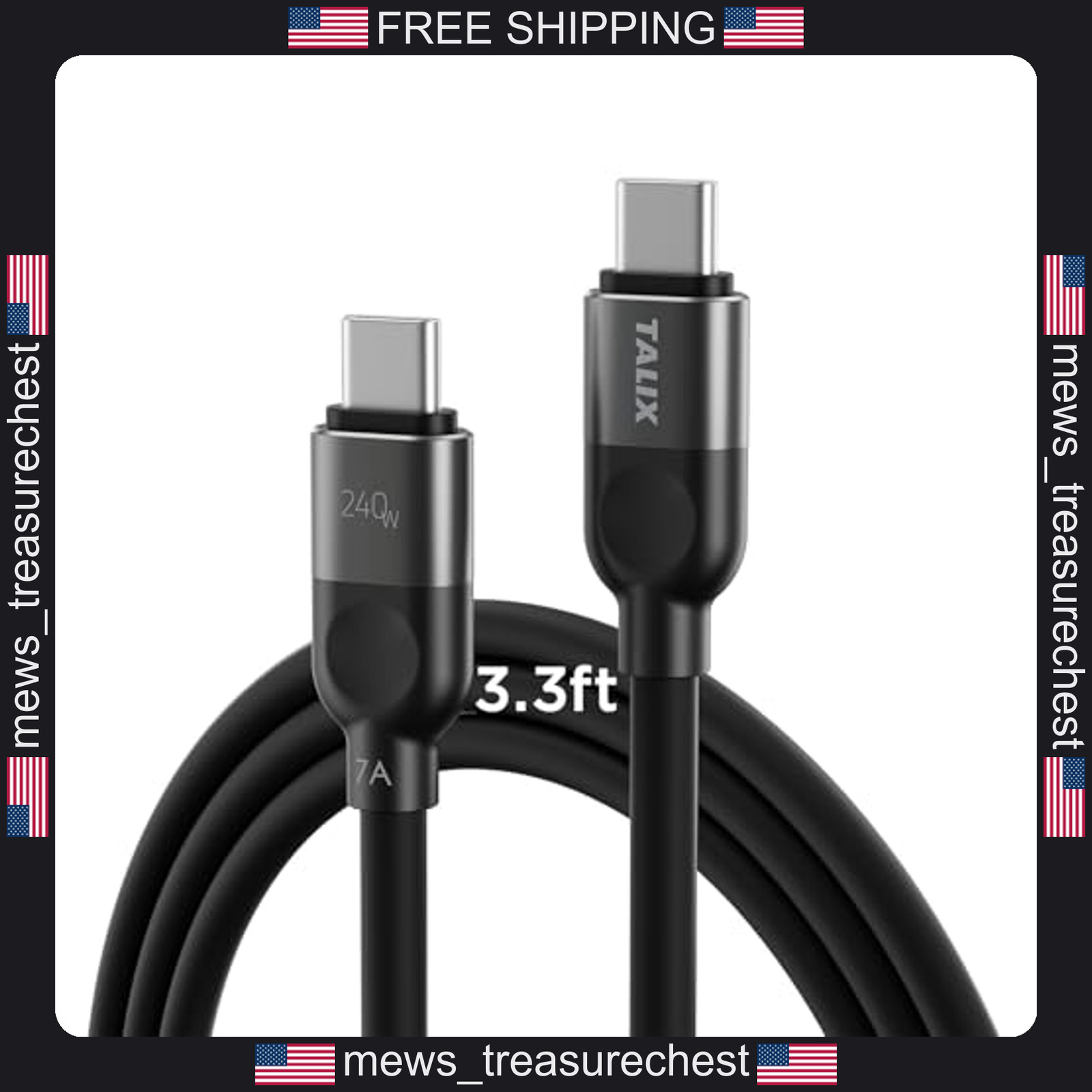 USB C to USB C Cable 240W Fast Charging 3.3FT Silicone Flexibility