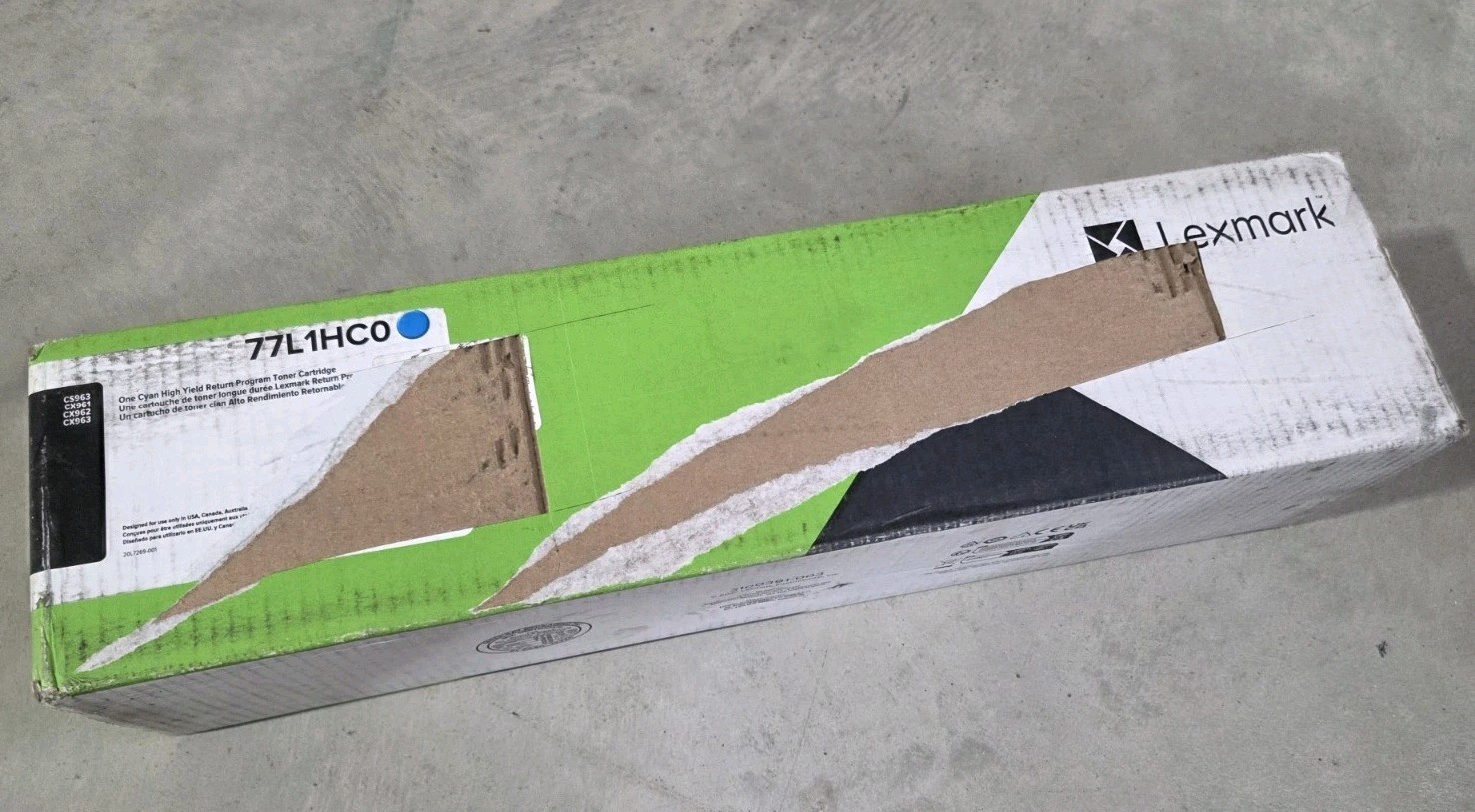 Genuine Lexmark 77L1HC0 Original Laser Cyan Toner Cartridge - New Ugly Box