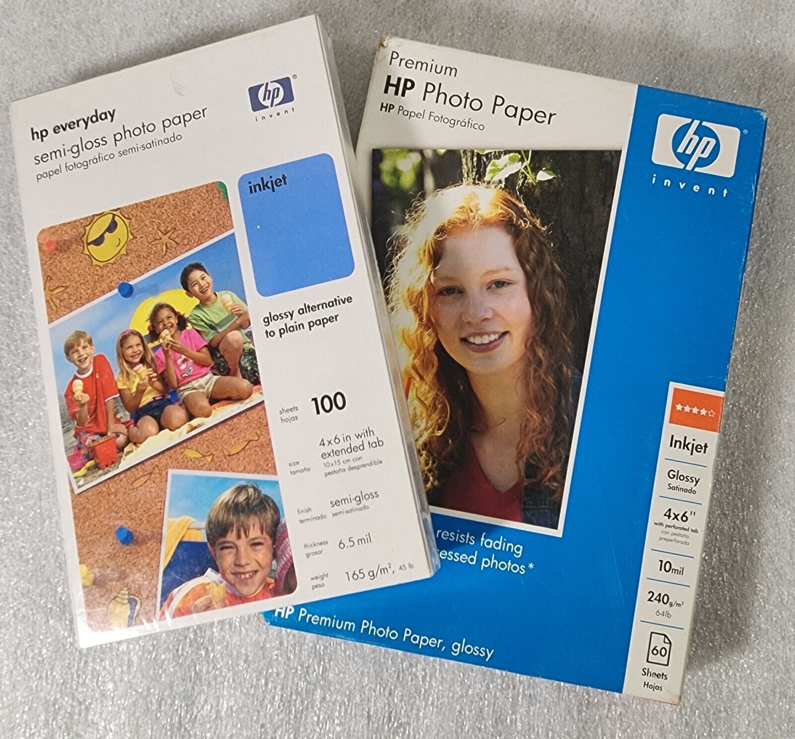 2 Pack HP Premium + Everyday Glossy 4 x 6 Photo Paper 60 + 100  Count NEW Sealed
