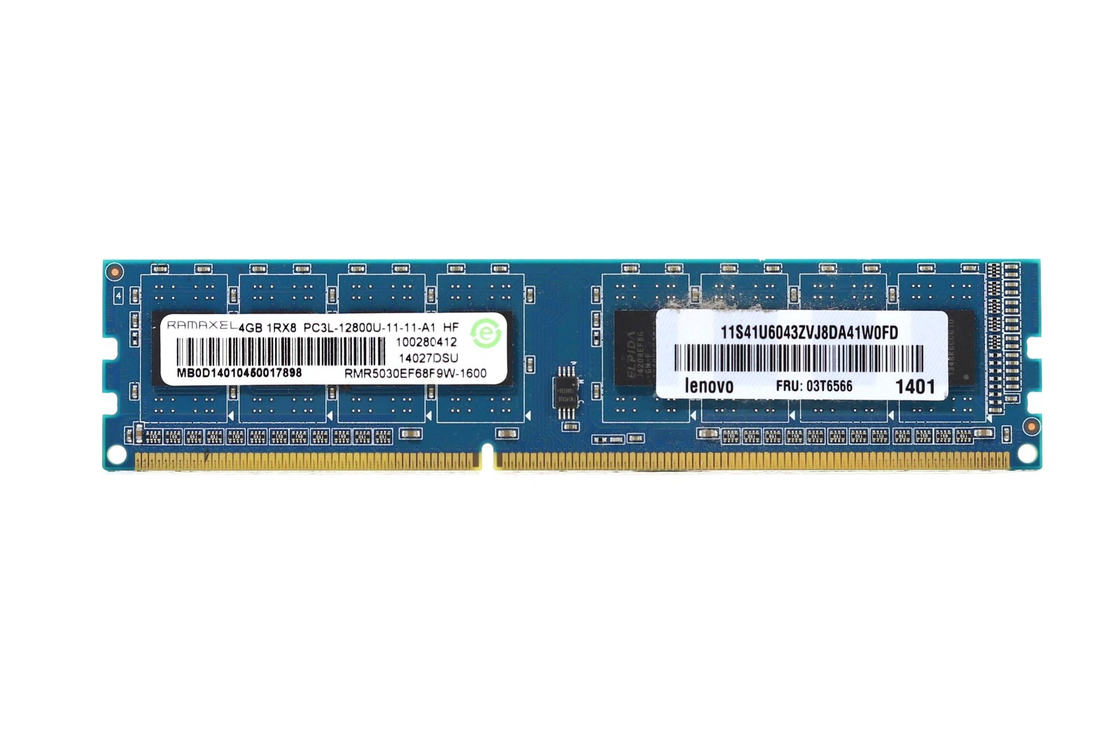 Ramaxel 4GB 1Rx8 PC3L-12800U-11-11-A1 Non-ECC Unbuffered RAM RMR5030EF68F9W-1600