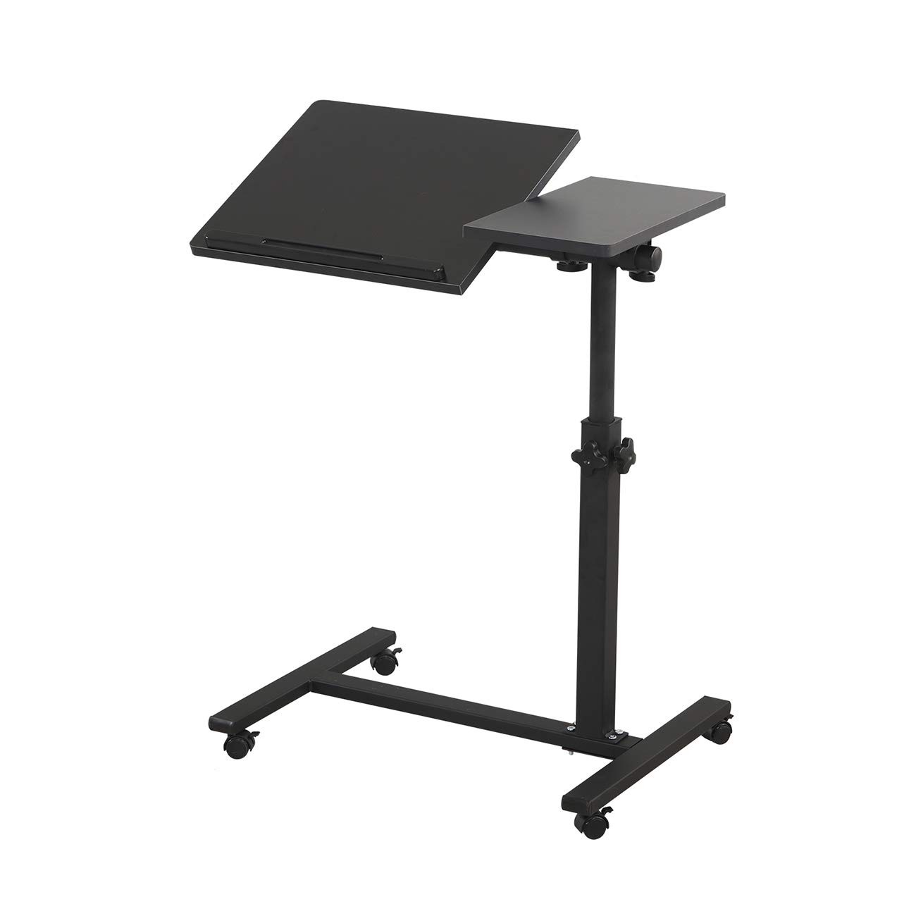 Overbed Bedside Desk Mobile Rolling Laptop Stand Tilting Table Height Adjustable