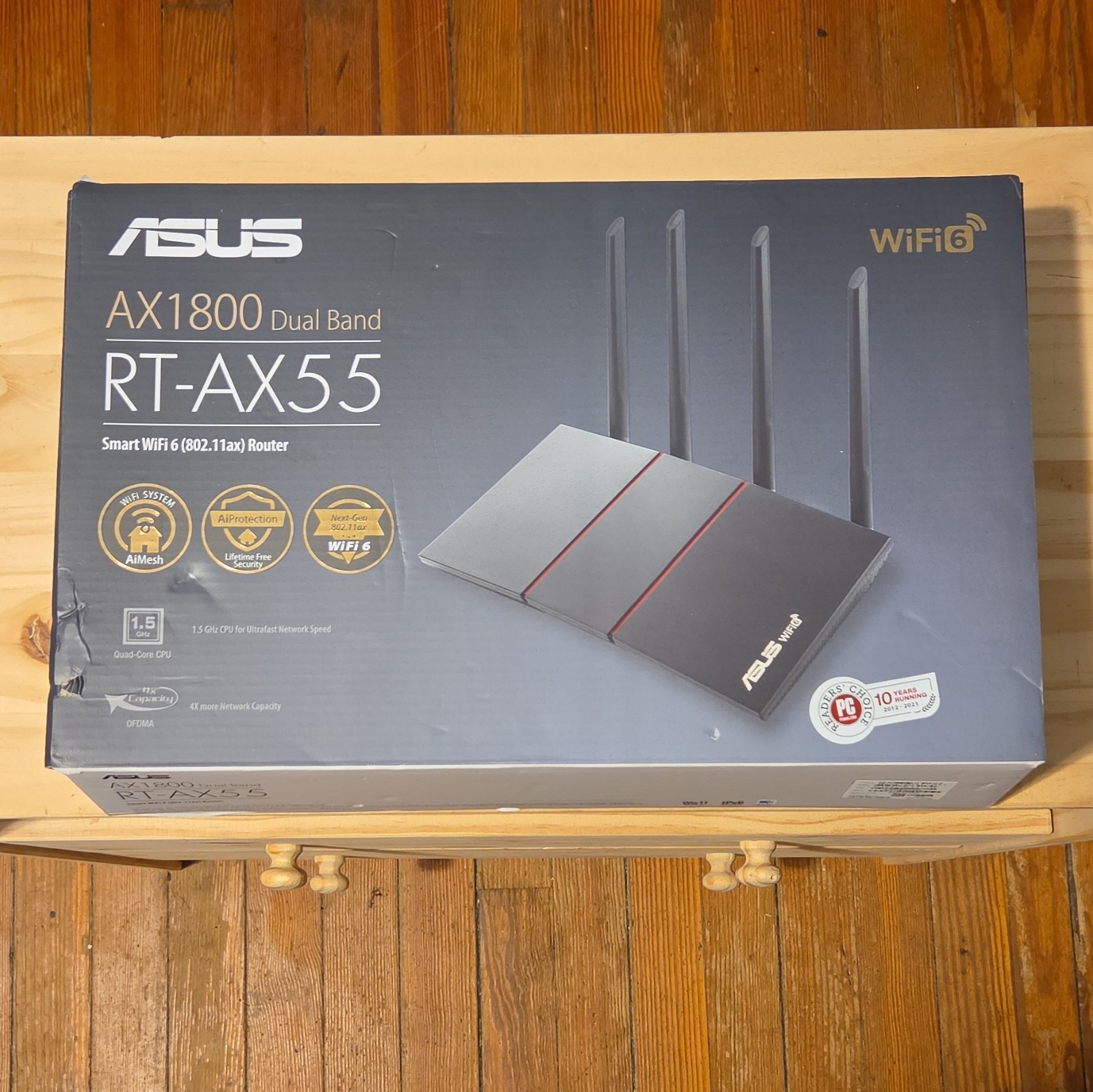 ASUS RT-AX55 Dual-Band WiFi 6 AX1800 Router, 4-Port Gigabit, Black