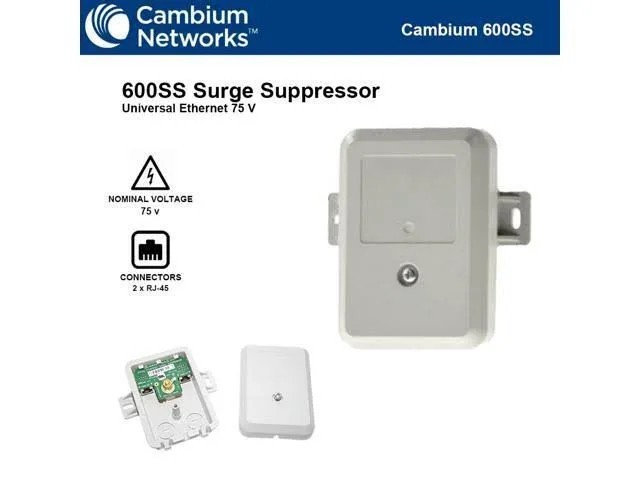 Cambium 600SSH Surge Suppressor Universal Ethernet RoHS compliant.