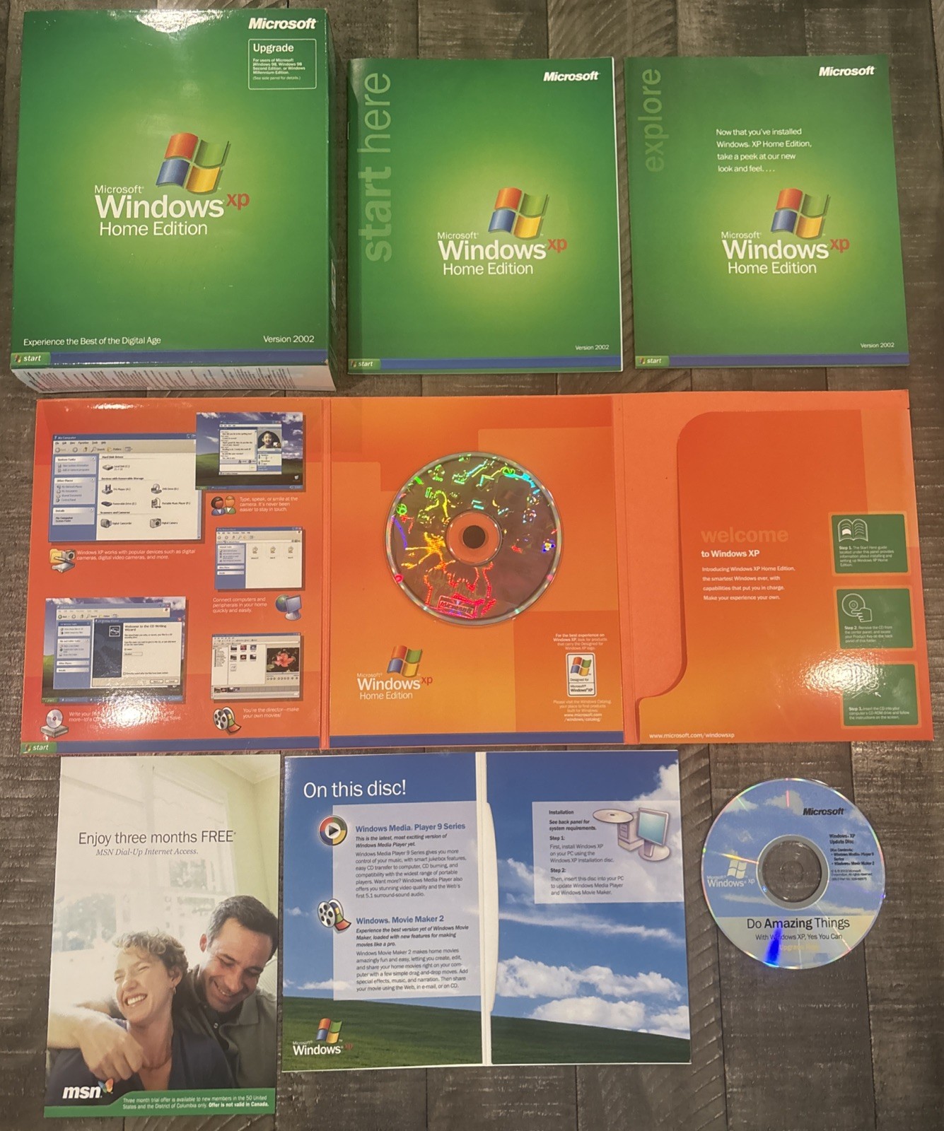 Vintage 2002 Microsoft Windows XP Home Edition Upgrade CD SP1 Full Retail Box