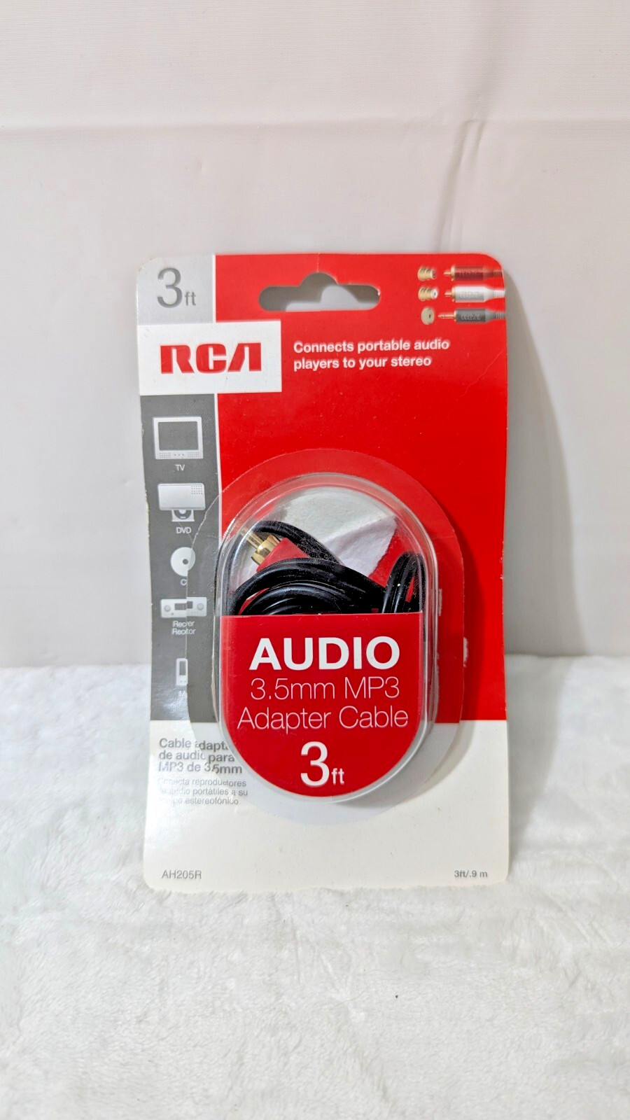 RCA Audio 3.5mm MP3 Adapter Cable 3 Ft Black Stereo Audio Cable AH205R 1 Each