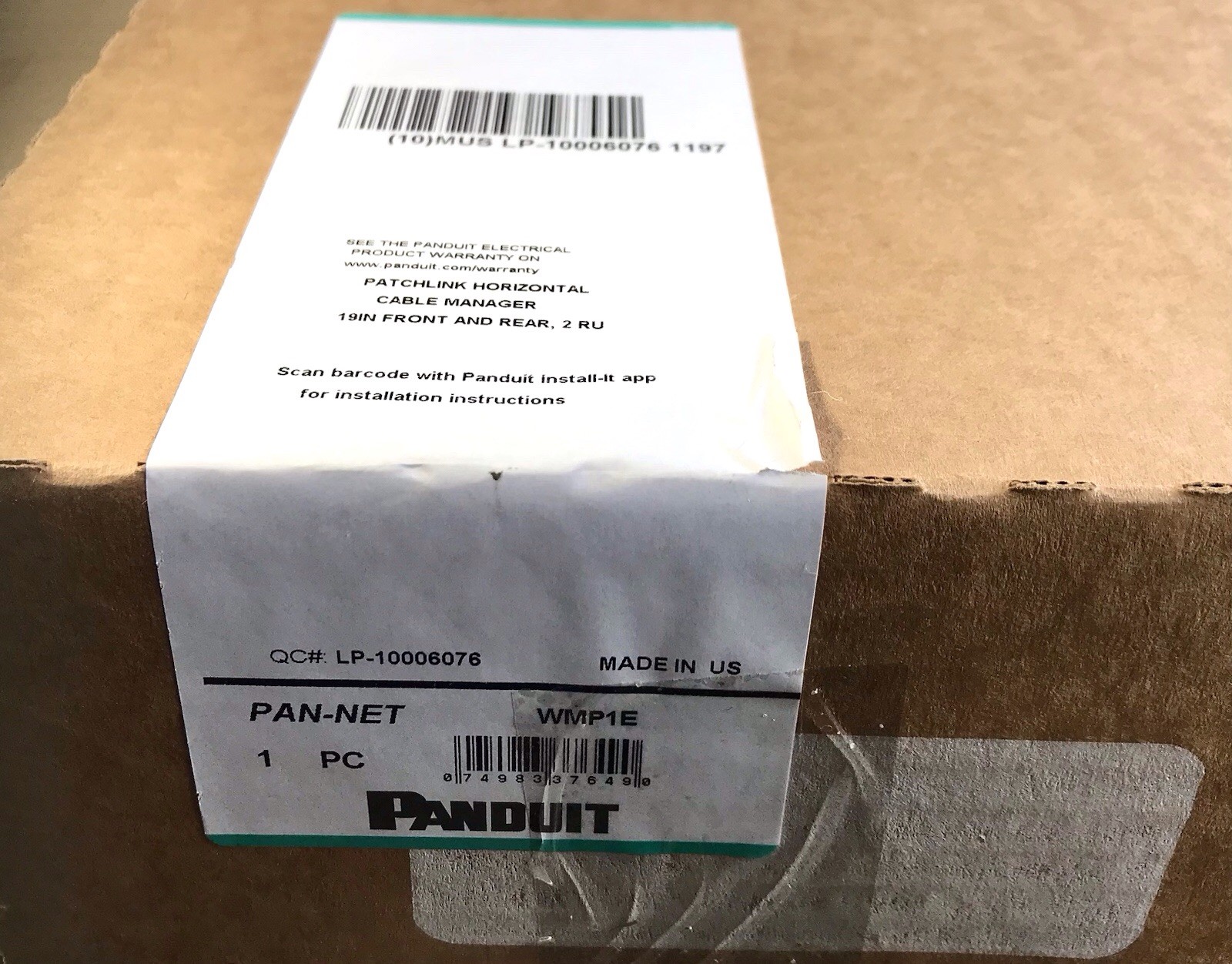 Panduit WMP1E PatchLink 2RU Dual-Sided Horizontal Cable Manager 19" Rack NEW