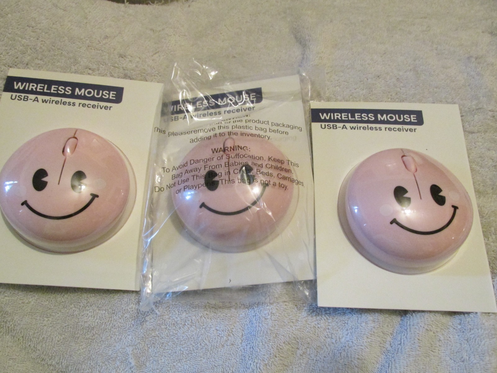 3 -- Target Bullseye Smile Light Pink Vivitar Wireless Computer Mouse Great Gift