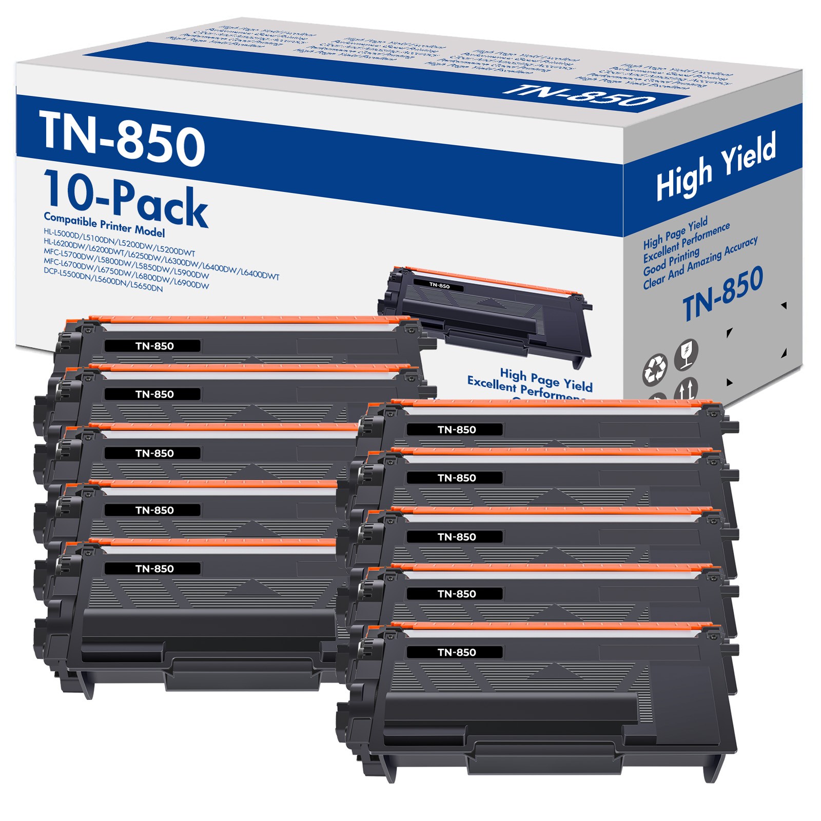 10PK TN850 TN880 Toner Cartridge for Brother DCP-L5600DN HL-L5200DWT MFC-L5800DW