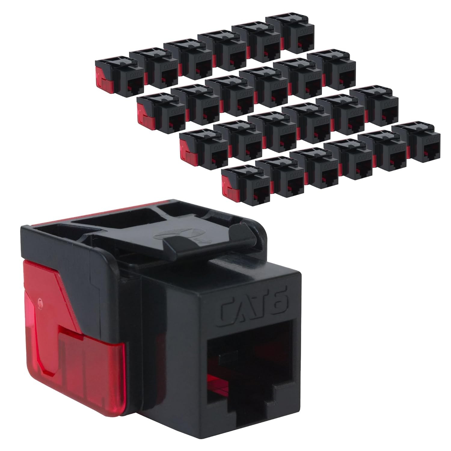 ICC CAT6 Keystone Jack with Inline IDC No Pair Split Wiring Pack of 25, Black 