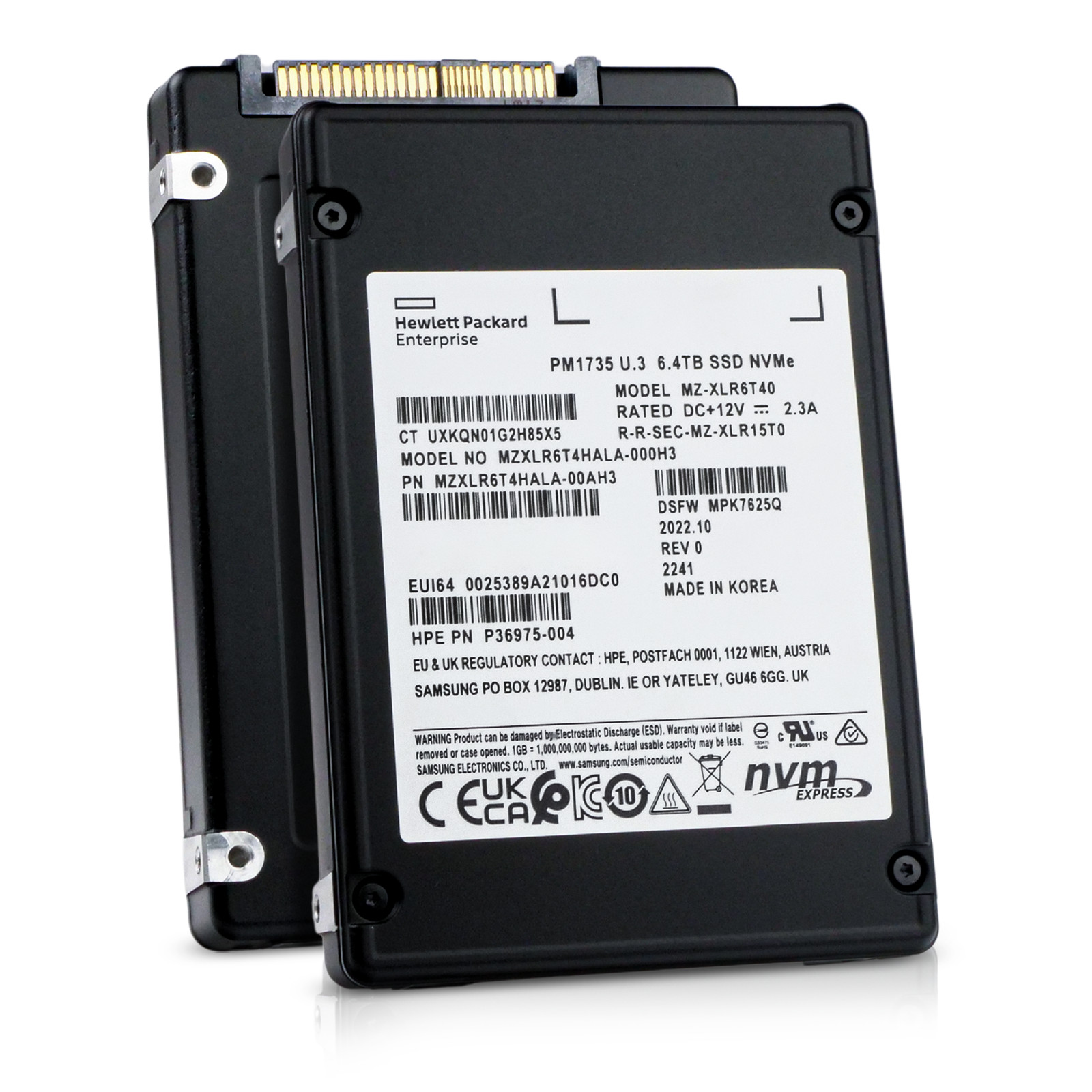 HP/Samsung PM1735 6.4TB MZXLR6T4HALA PCIe Gen 4.0 x8 16GB/s U.3 NVMe 2.5" SSD